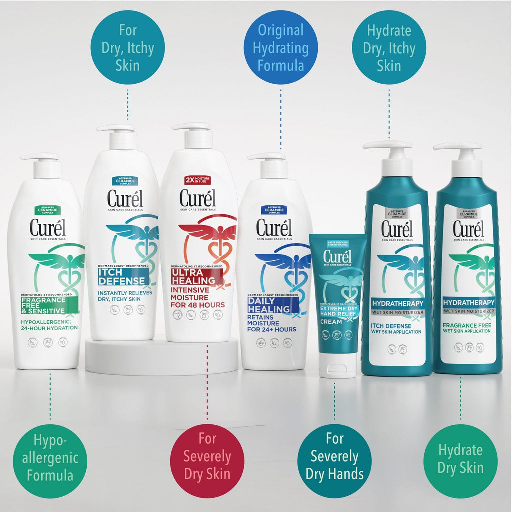 Curel Fragrance Free Lotion, Sensitive Hypoallergenic Lotion for Dry Skin, Dermatologist Recommended, 20 Oz, Pack of 4