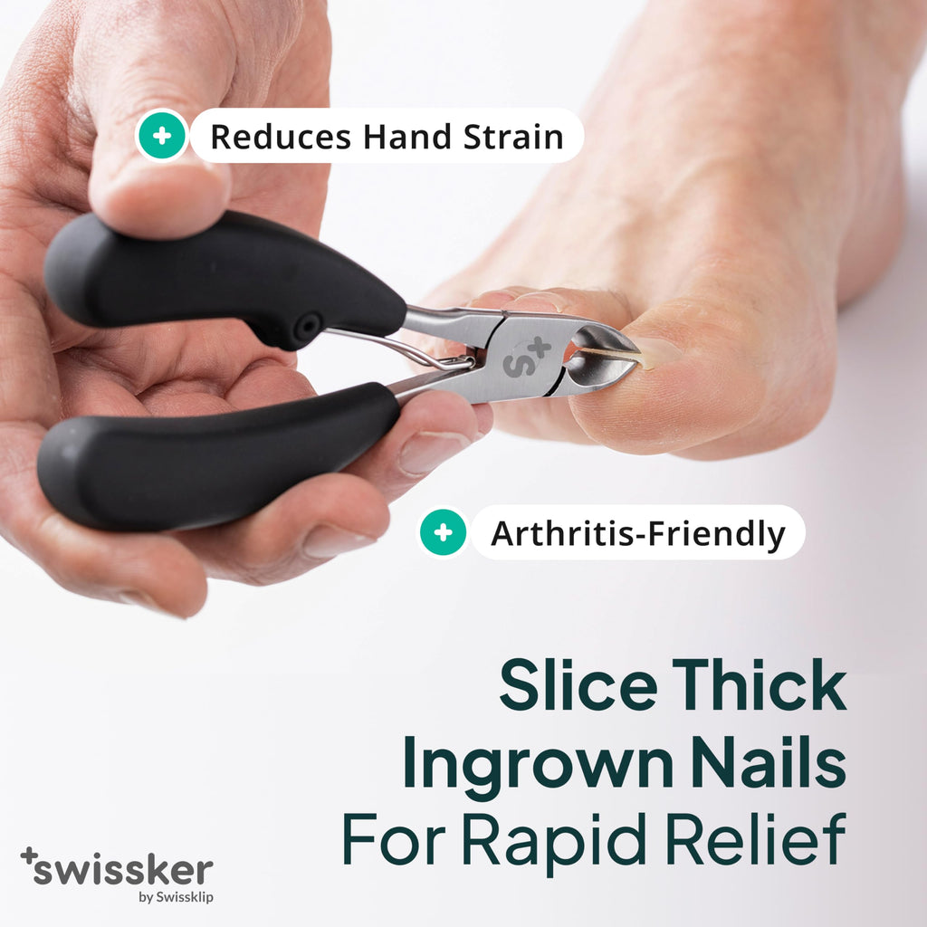 Swissker by Swissklip Heavy Duty Toenail Clippers for Men and Women – Professional Ergonomic Large Toe Nail Cutter & Trimmer for Thick Nails Seniors, Long Handle Ingrown Toe Nail Clipper