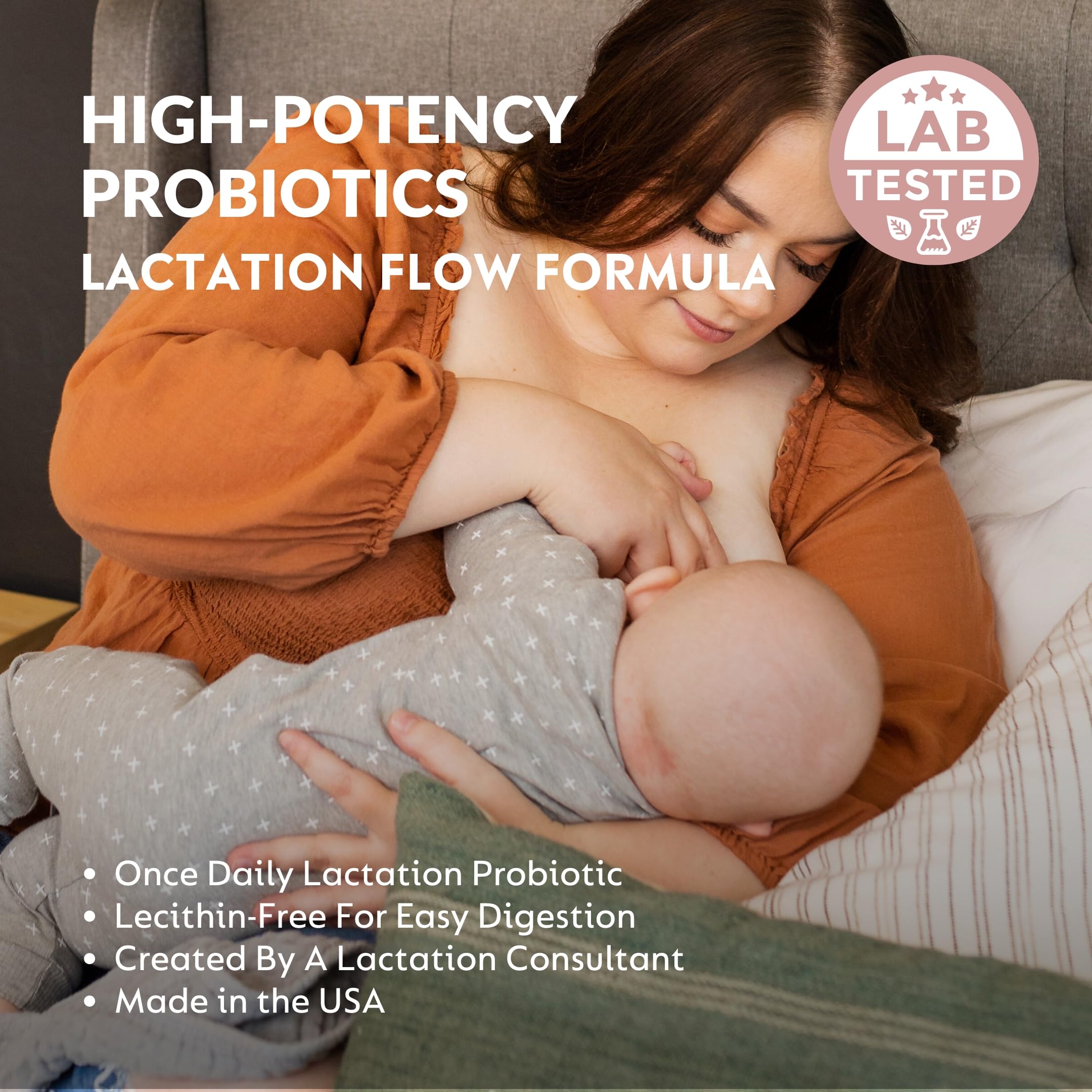 Holistic Lactation® Lactation Flow Formula (60 Servings), Supplement to Support Breastmilk Flow & Milk Supply, Contains Breastfeeding Probiotic and Choline, Lecithin-Free