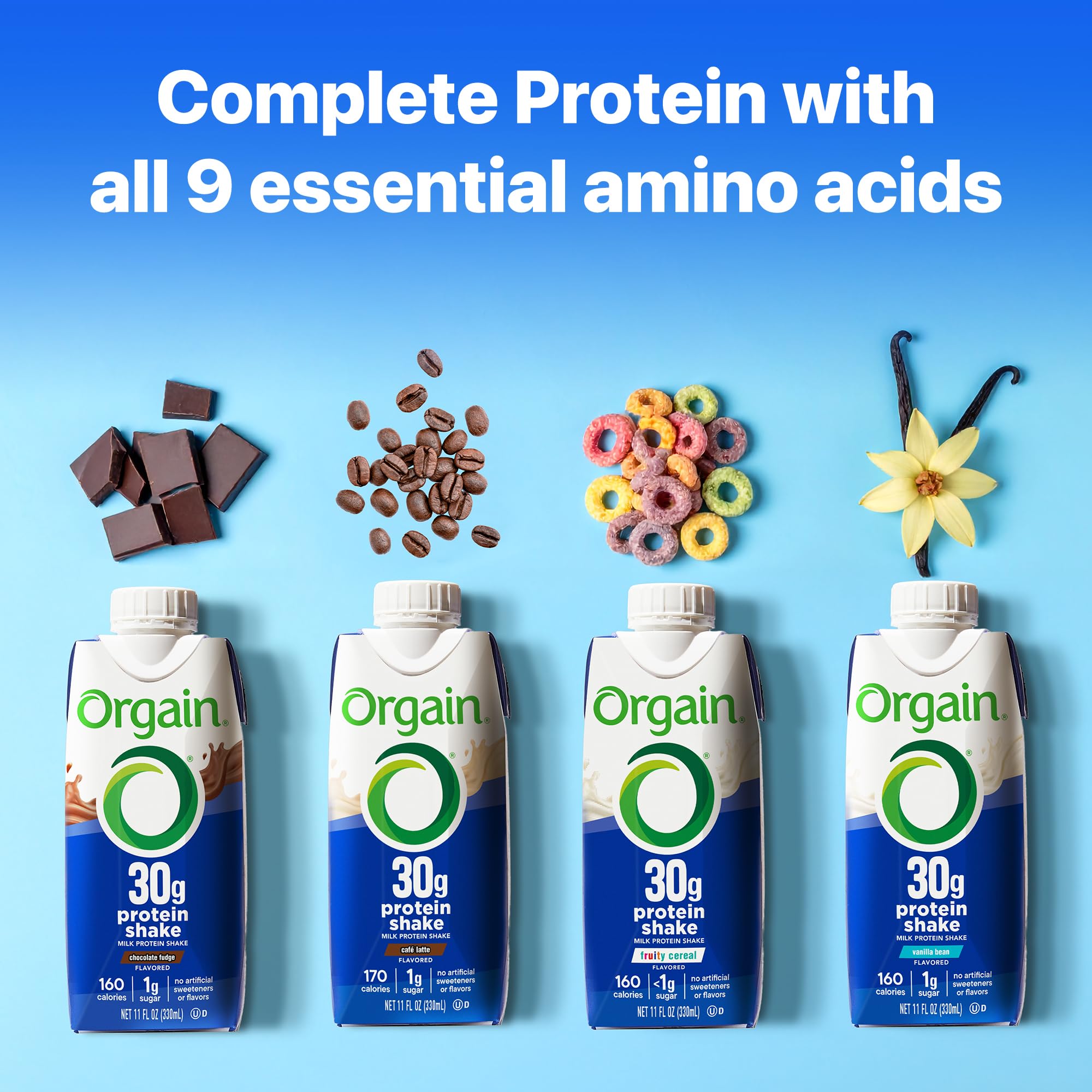 Orgain 30g High Protein Shake, Dairy Isolate Milk Protein, Vanilla Bean, 5g BCAAs, 1g Sugar Per Serving, Meal Replacement, Ready to Drink, Keto Friendly, Gluten-Free 11 Fl Oz (Pack of 12)