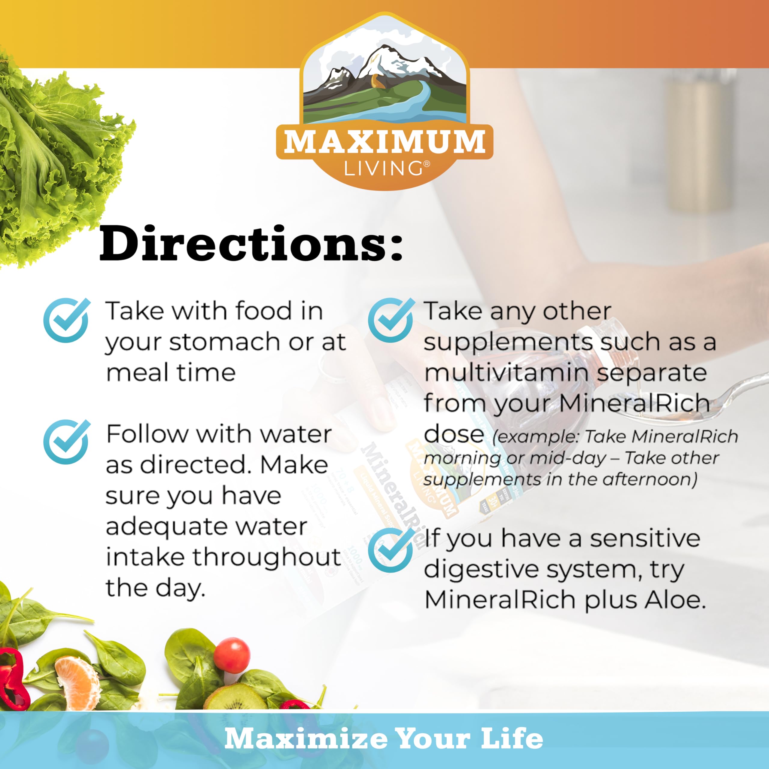 Maximum Living MineralRich - Minerals Supplement - Sugar Free Liquid Blend of Vitamins and Trace Minerals - 32 oz