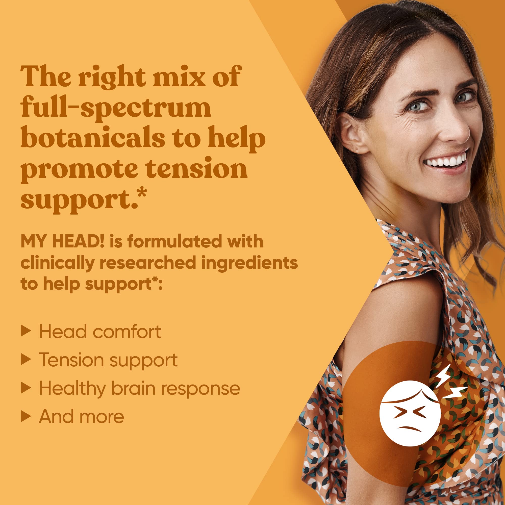 My Head! Headache Vitamins - Sensitivity, Tension, Comfort, Healthy Head Function for A Clear Mind - Fast acting Magnesium, Feverfew, Boswellia, Vitamin D, Ginger, & More - 60 Soft Capsules