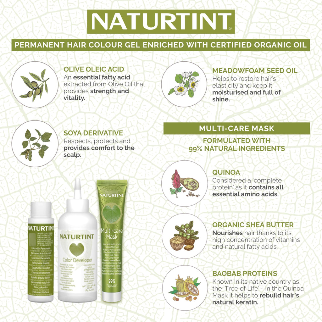 Naturtint Permanent Hair Colour Gel 7A Medium Ash Blonde, Plant Enriched, Biobased, Ammonia Free, Long Lasting Grey Coverage and Radiant Colour, Nourishment and Protection