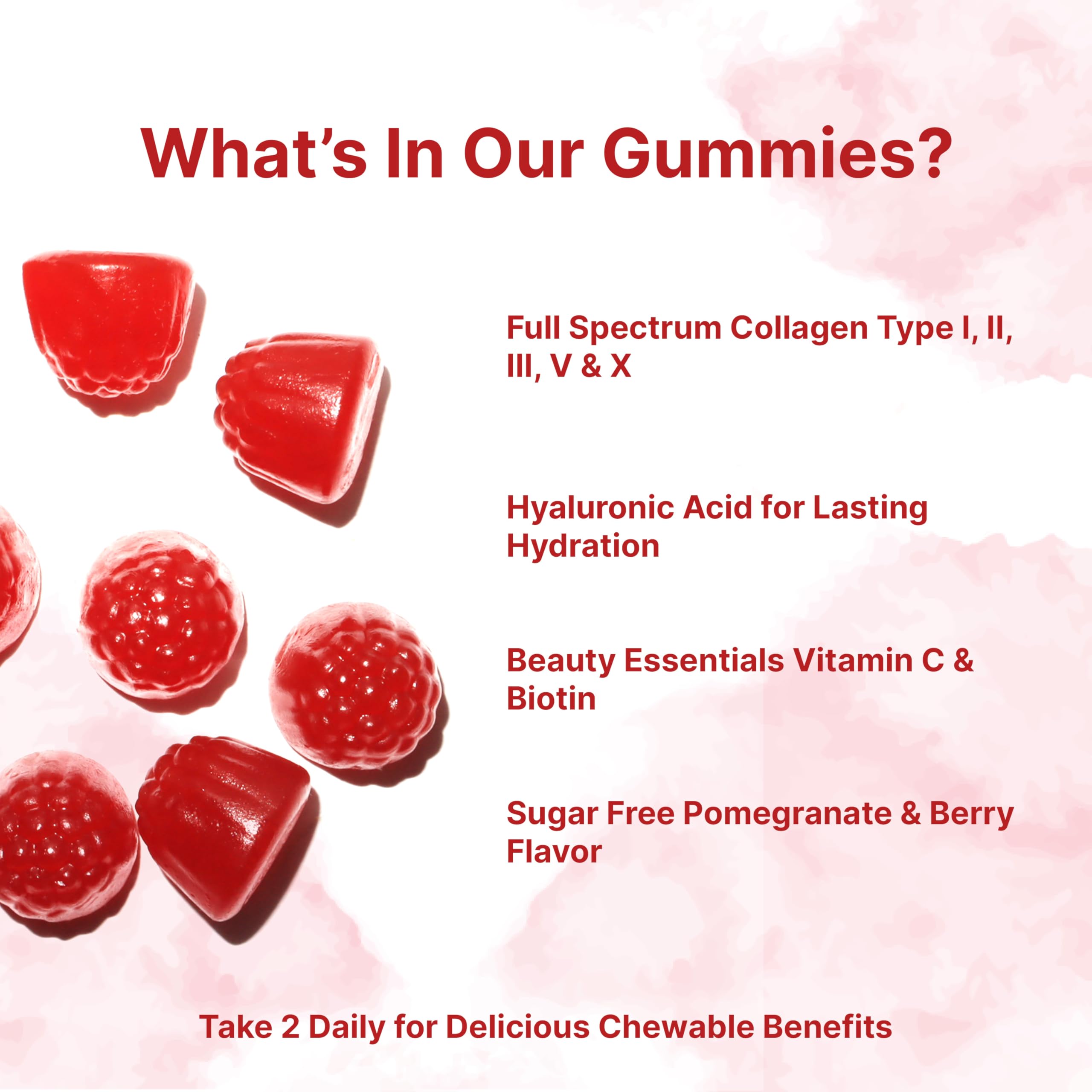 Micro Ingredients Multi Collagen Peptides, 120 Collagen Gummies | Type I,II,III,V,X Protein with Biotin, Hyaluronic Acid, & Vitamin C Complex | Pomegranate & Berry Flavored | Sugar Free, Non-GMO