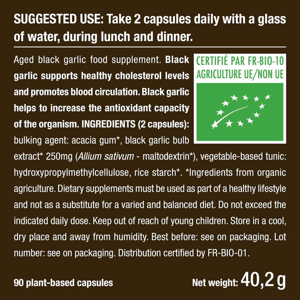 Organic Fermented Black Garlic - 90 Capsules - Nutrimea