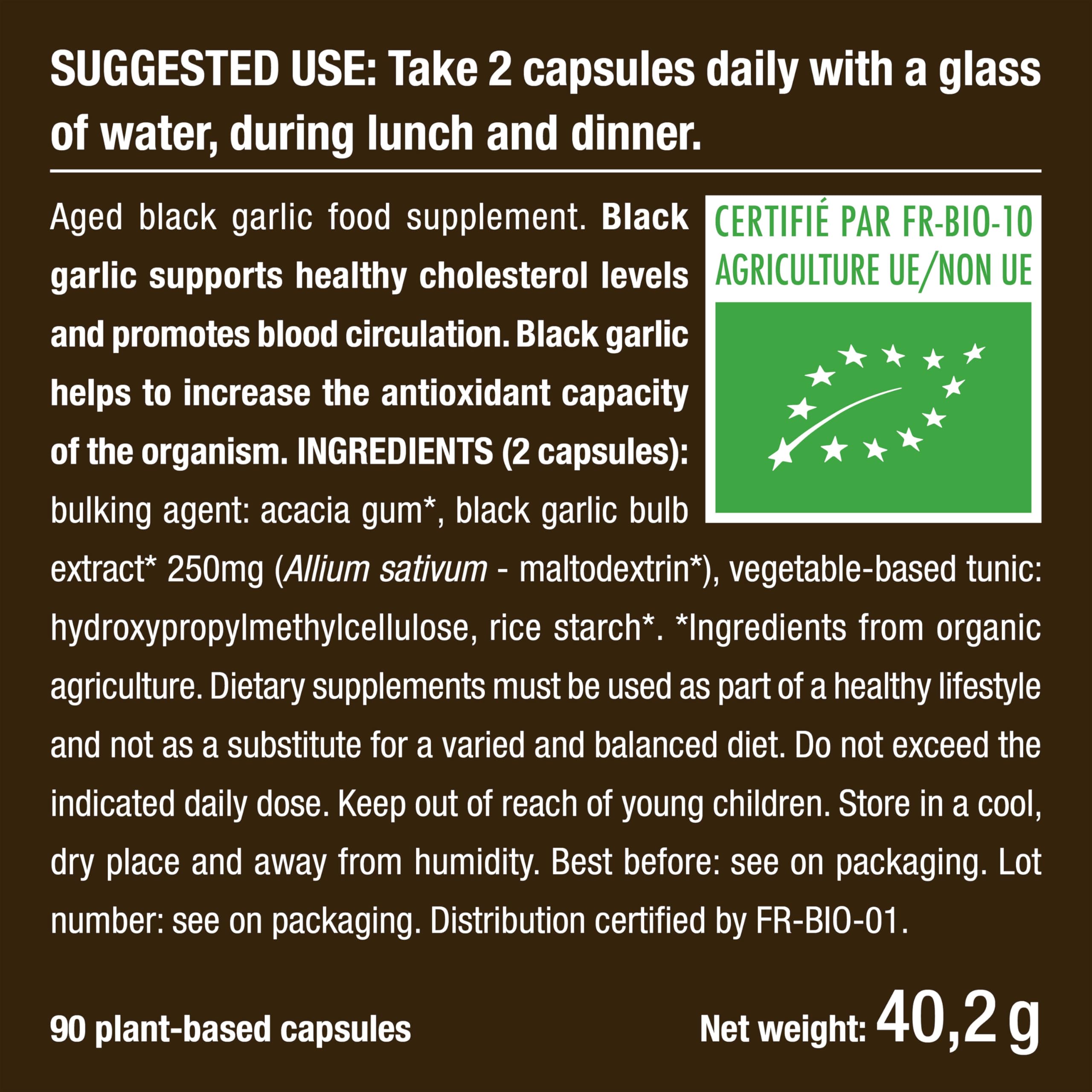 Organic Fermented Black Garlic - 90 Capsules - Nutrimea