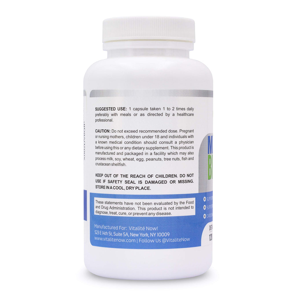 Vitalité Now! Magnesium Bisglycinate 200mg - 100% Chelated Capsules for Superior Absorption - Gentle Formula, No Laxative Effect - Sleep Energy Cramps Muscle Support - Fully Reacted & Buffered