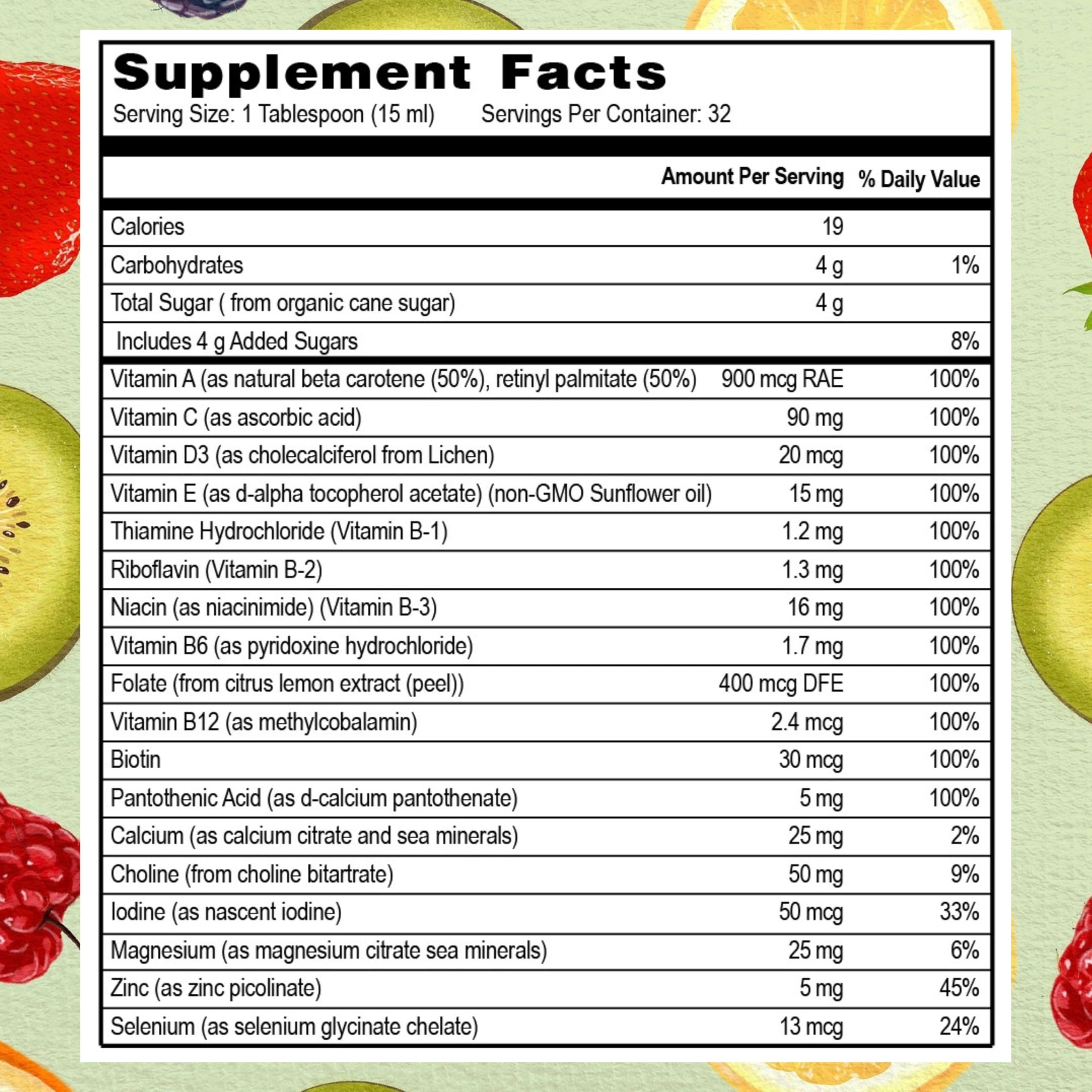 Go Healthy Liquid Multivitamin for Women, Men, Teens | Vegan Vitamin & Mineral Supplement | High Absorption | Premium Liquid Formula | Immune Support | Peach Mango Flavor | 32 Servings