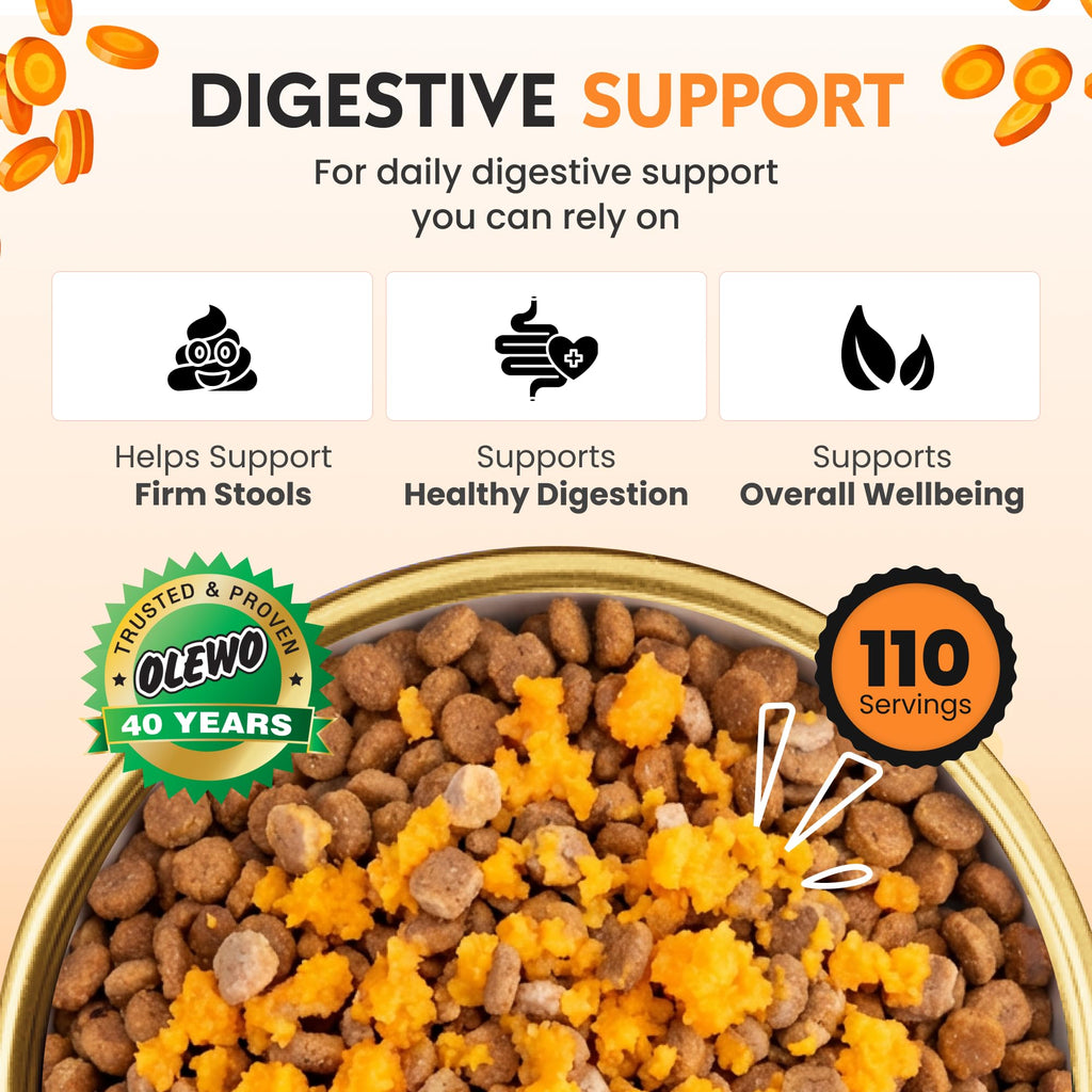 Olewo Original Carrots for Dogs – Fiber for Perfect Poop, Dehydrated Dog Food Toppers for Picky Eaters, Natural Skin & Coat Support, Multivitamin, Probiotics for Digestive & Gut Health, 2.2 lbs