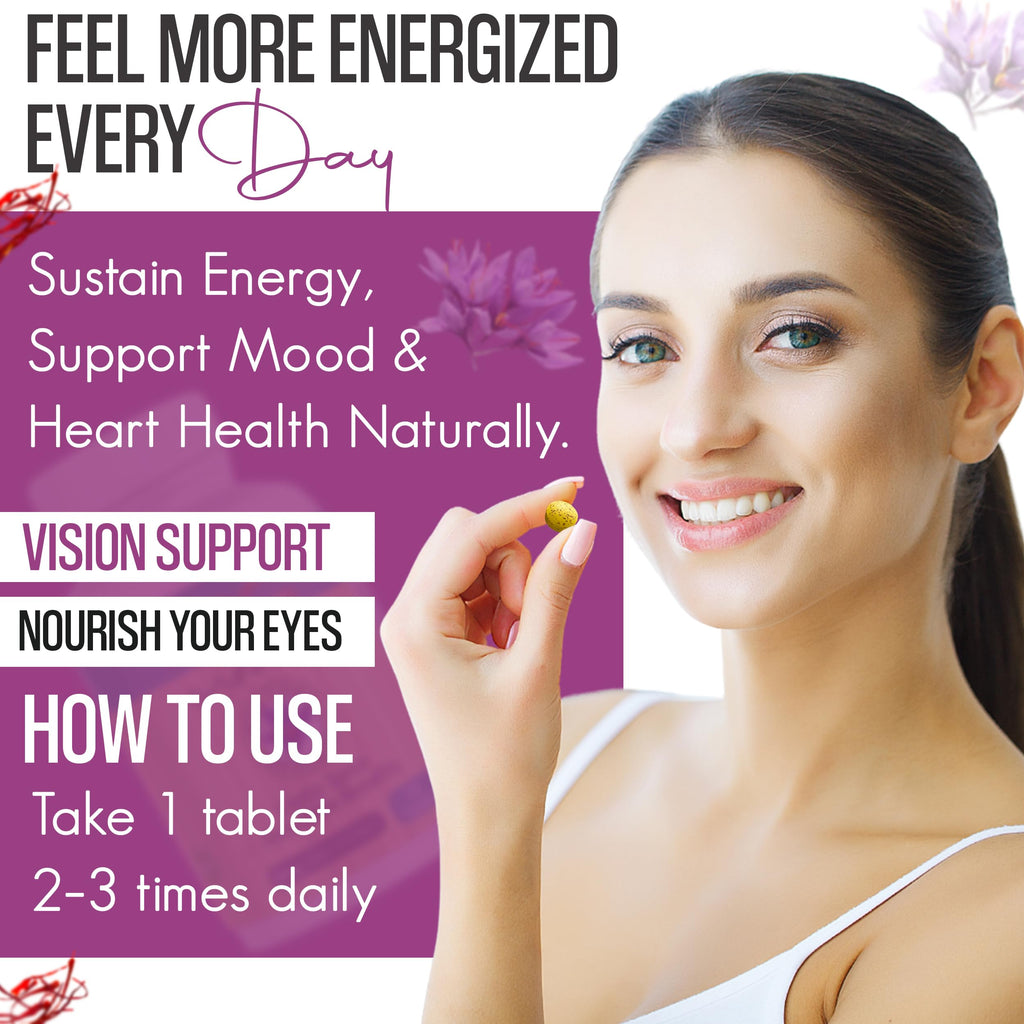 EXIR Saffron Supplement | Supports Focus, Healthy Eating Habits, Mood, Metabolism (120 Tablets)