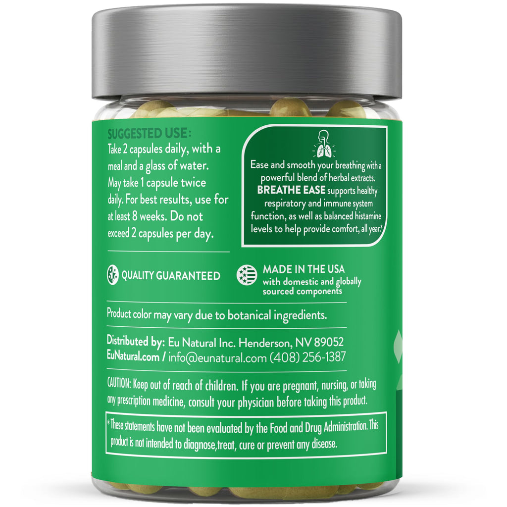 Breathe Inhaler Support Supplement - Sinus, Lungs, Open & Clear Airways - Seasonal Nasal Health, Bronchial Wellness, Healthy Chest - Quercetin, Vitamin D, Bromelain Pills - 60 Vegetarian Soft Capsules