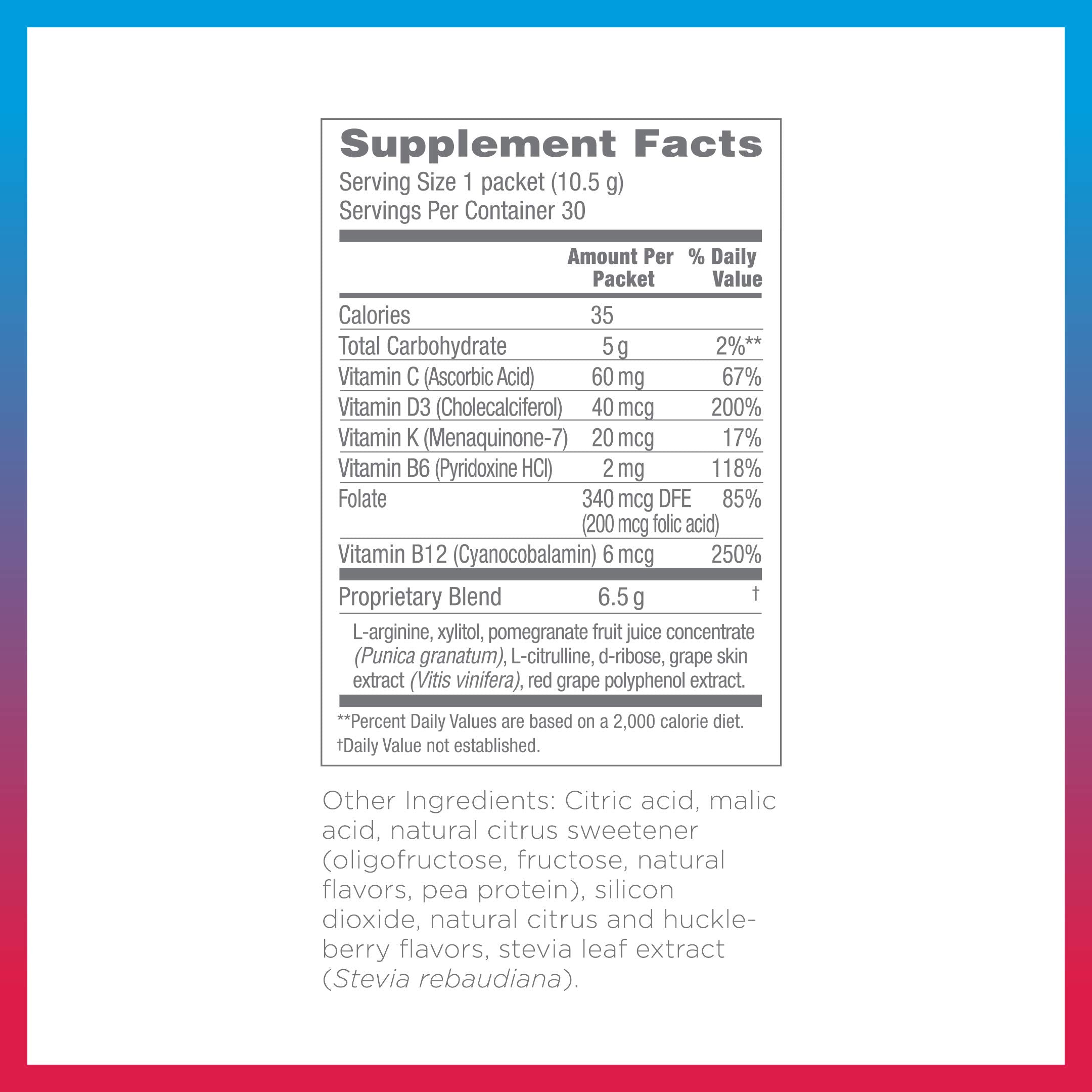 Synergy ProArgi-9 Plus L-Arginine Complexer Dietary Supplement - Mixed Berry - 30 Packets