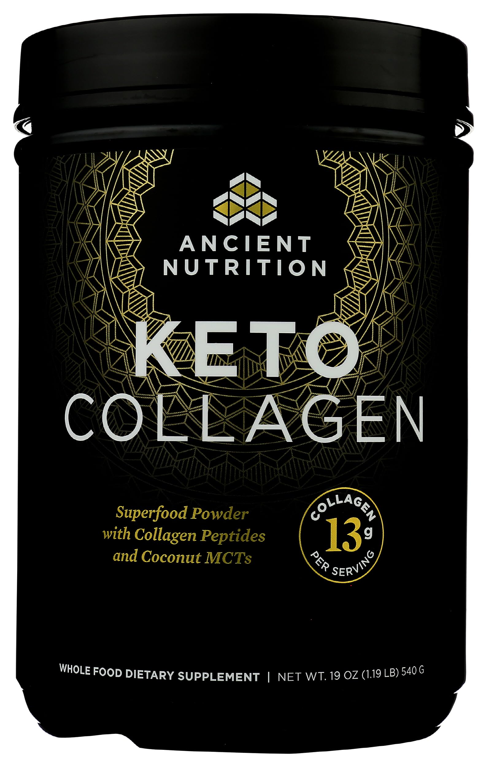 Ancient Nutrition Keto Collagen Powder Drink Mix, Keto Diet Supplement with MCT, Hydrolyzed Collagen Peptides to Support Healthy Skin and Joints, 30 Servings, 19 oz (Packaging May Vary)