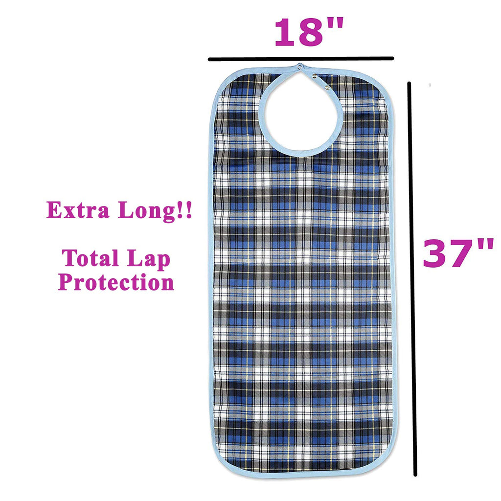 Medokare Waterproof Long Adult Bibs - Reusable Washable Waterproof Stain Resistant Clothing Protector, Designed for Seniors for Mealtime (2 Pack)