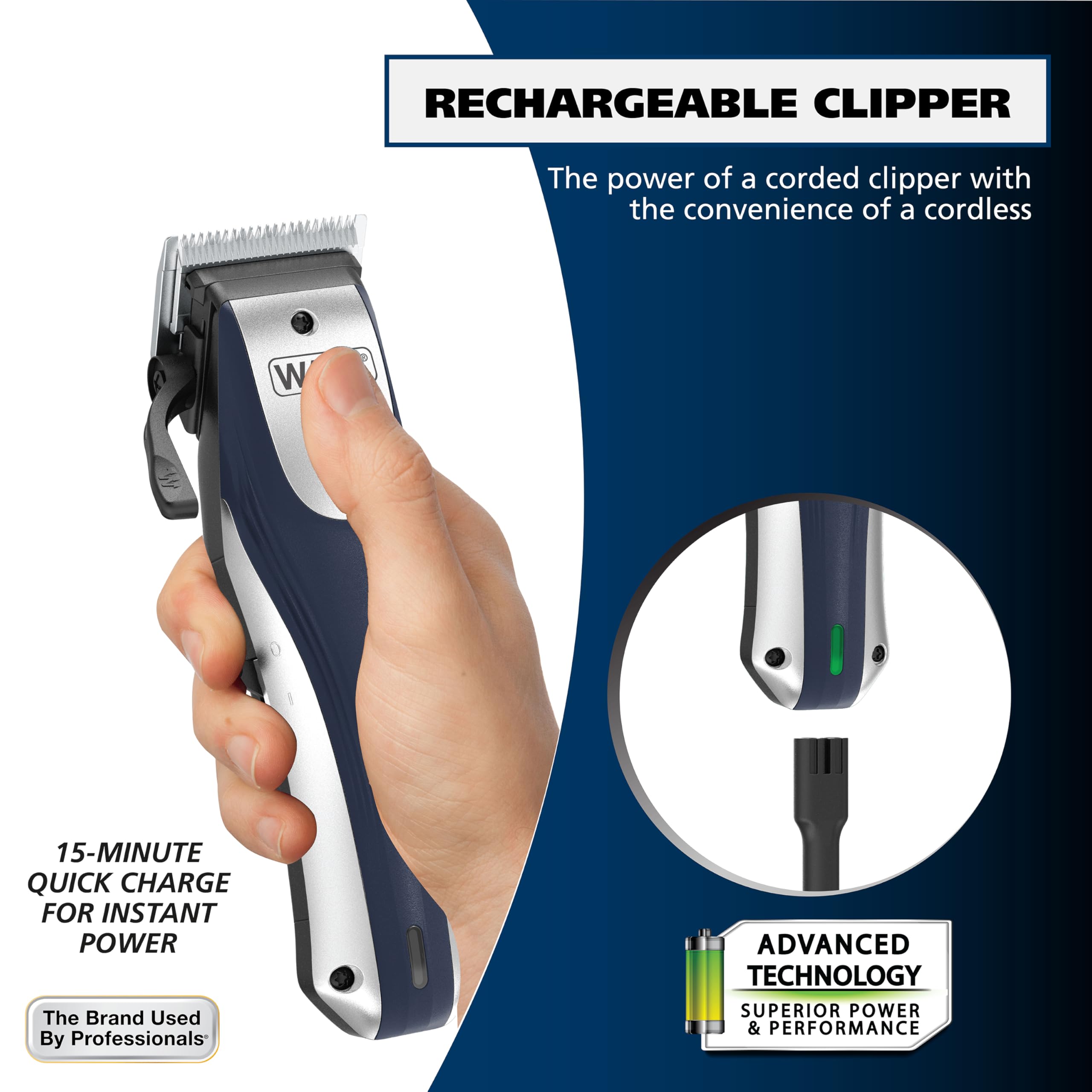 Wahl Lithium Ion Pro Rechargeable Cordless Hair Clippers for Men, Woman, & Children with Smart Charge Technology for Convenient at Home Haircutting - Model 79470