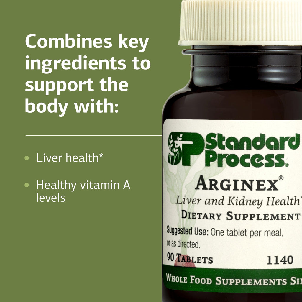 Standard Process Arginex - Liver & Kidney Health Supplement - Contains Antioxidant Vitamin A & Important Phytonutrients - Gluten-Free, Non-Dairy & Non-Soy - 90 Tablets (90 Servings)