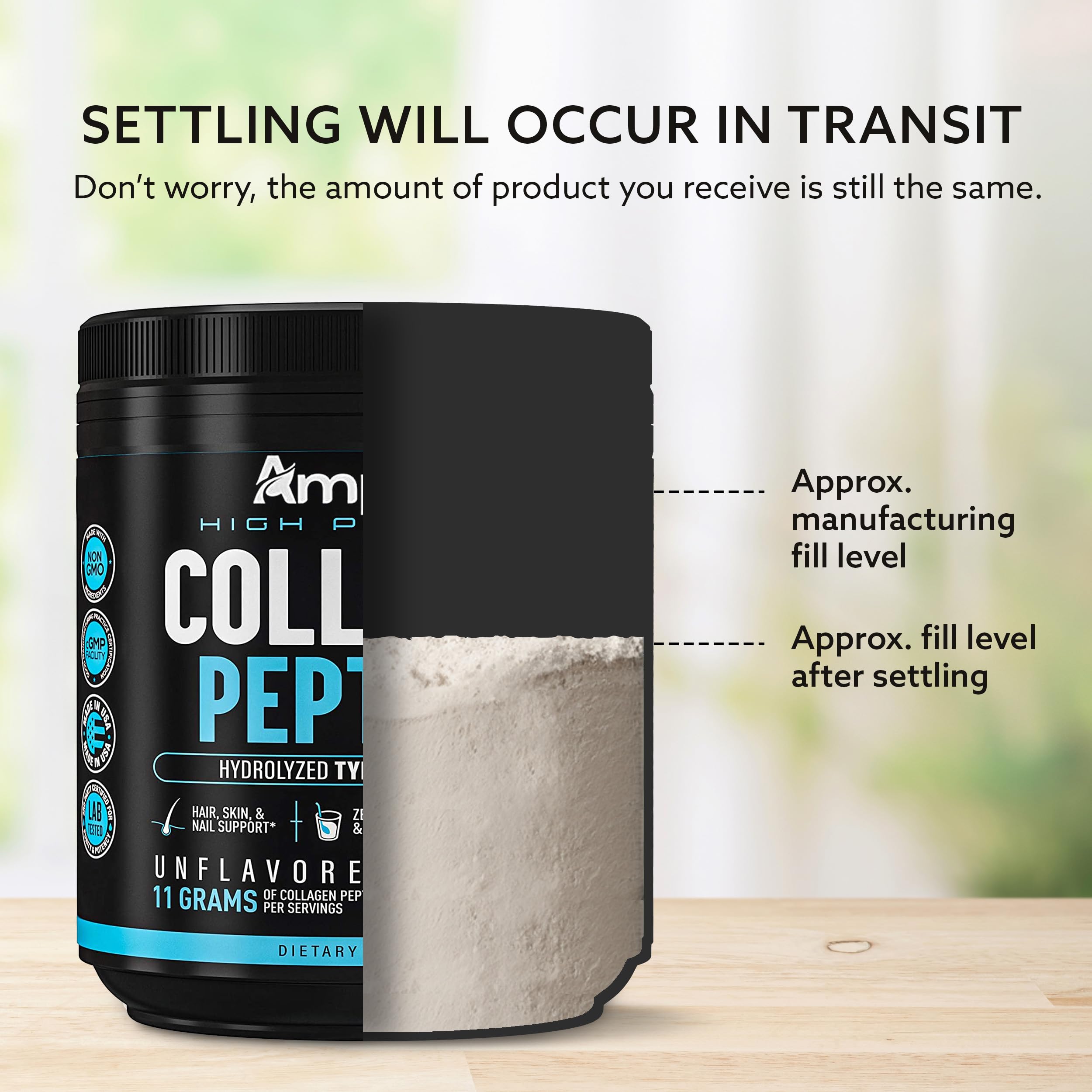 AMPLICELL Multi Collagen Peptides Powder for Men & Women, 41 Servings