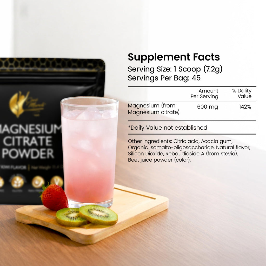Cocó March N.M.D Magnesium Citrate Powder – Magnesium Supplement for Sleep & Relaxation, Digestive & Brain Support – Vegan, Gluten Free, Keto Friendly & Non-GMO – Strawberry Kiwi Flavor, 45 Day Supply