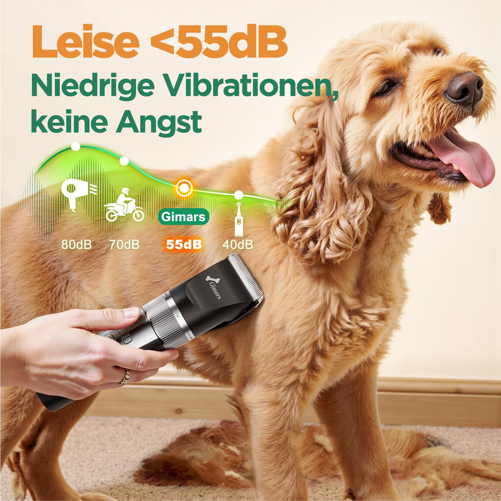 Gimars 4 in 1 Dog Grooming Clippers with Small Trimmer, 7000RPM High-Power 4-Speed Quiet Pet Shaver (≤55dB), Cordless Rechargeable Dog Hair Clippers for Thick Coats with Scissors, Comb & USB