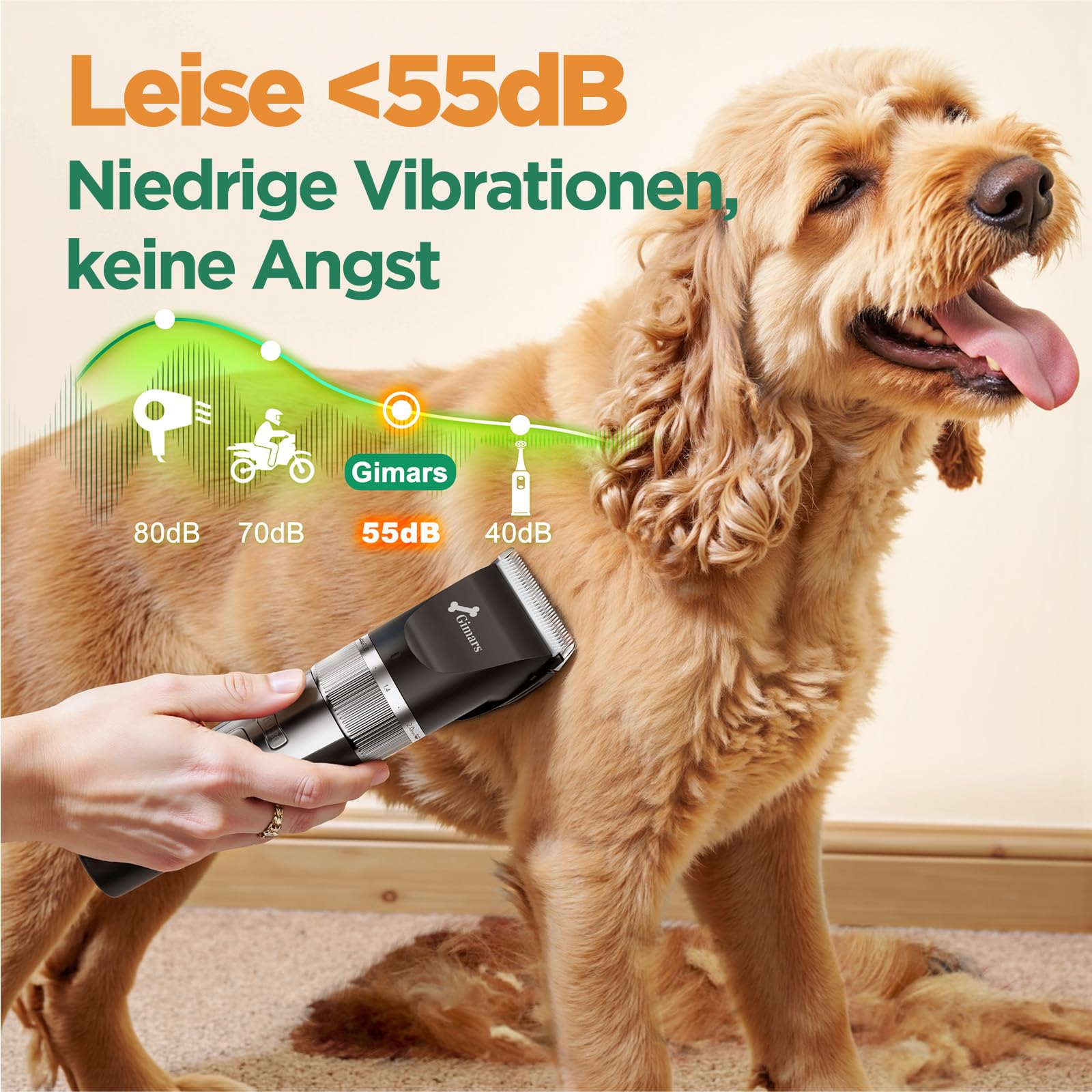 Gimars 4 in 1 Dog Grooming Clippers with Small Trimmer, 7000RPM High-Power 4-Speed Quiet Pet Shaver (≤55dB), Cordless Rechargeable Dog Hair Clippers for Thick Coats with Scissors, Comb & USB