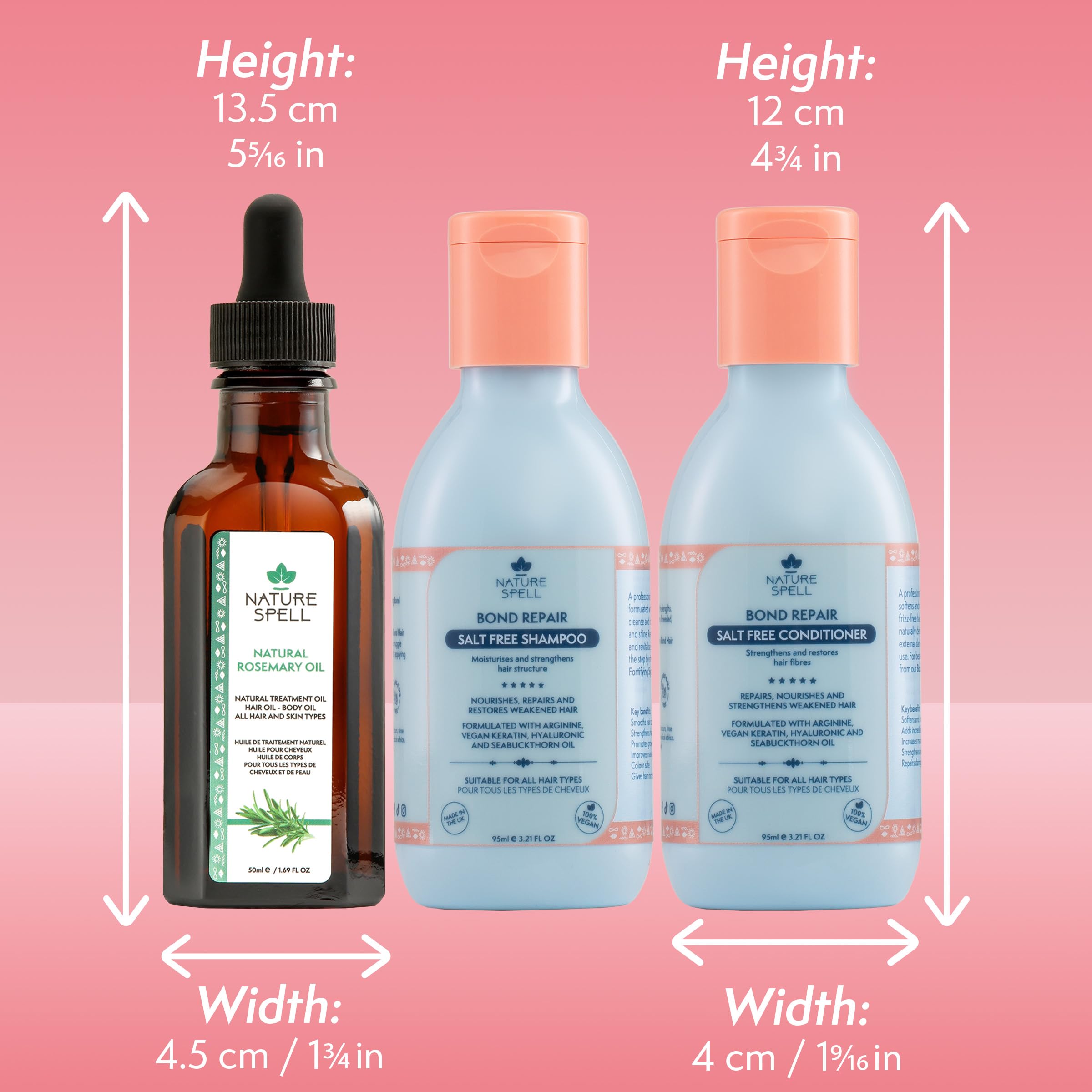 Nature Spell Bond Repair Travel Set, Vegan, Set of 3