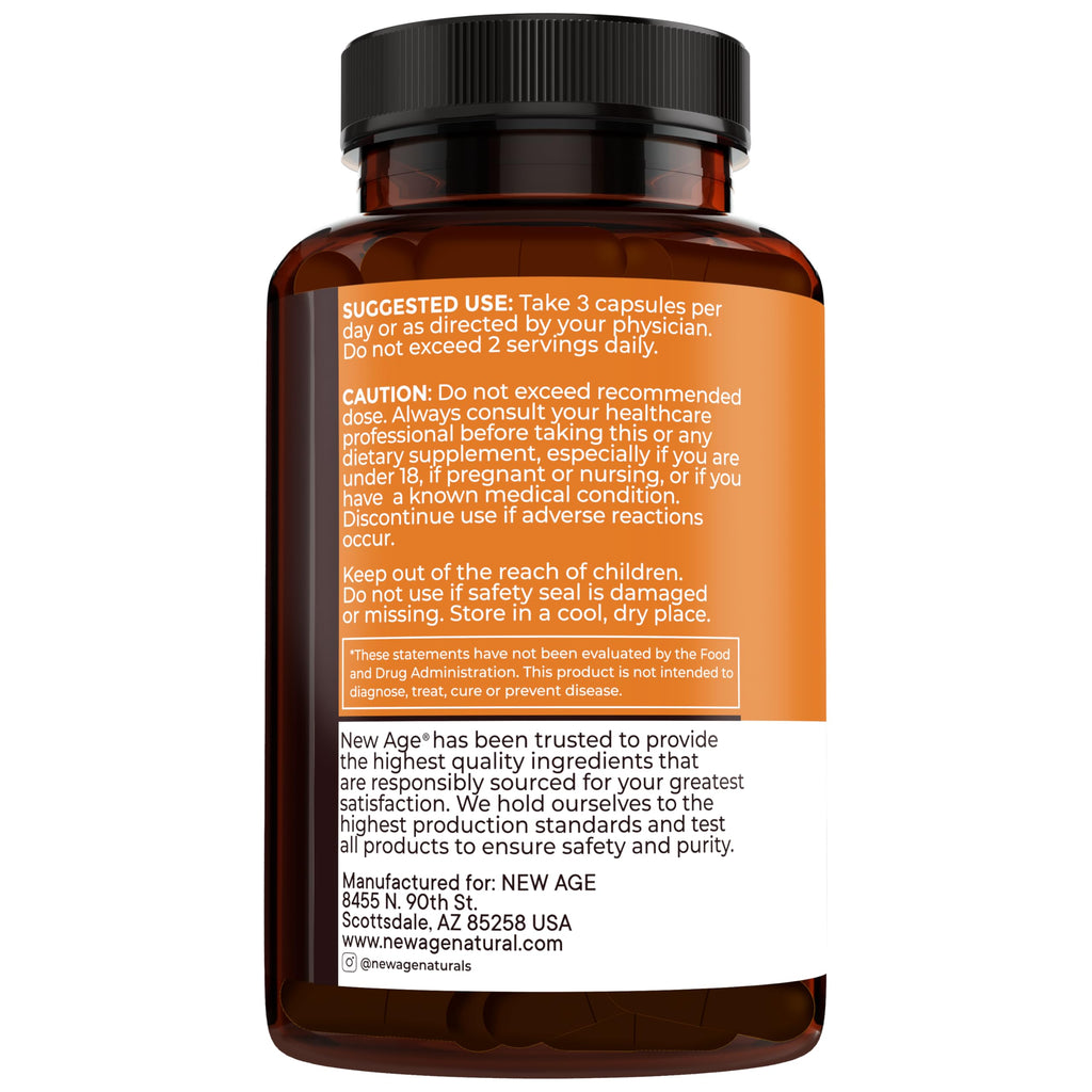 NEW AGE Turmeric Curcumin Capsules - Standardized Curcuminoids - Non-GMO, Gluten Free 180 Count (Pack of 2)