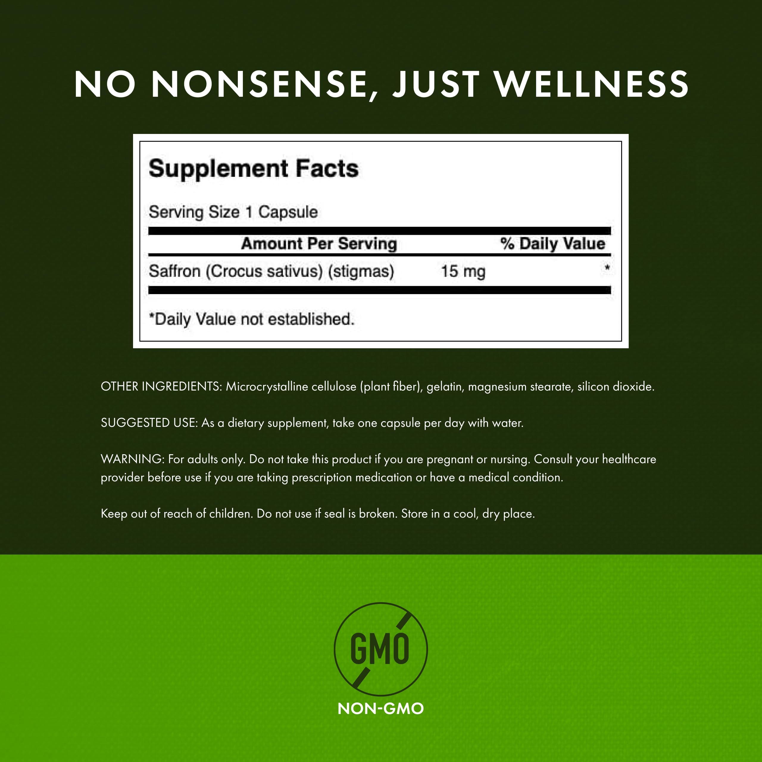 Swanson Full Spectrum Organic Spanish Saffron Mood and Stress Support Supplement for Adults Seeking Natural Relaxation - Whole Ground Stigmas (60 Vegan Capsules, 15 mg, 2 Pack)