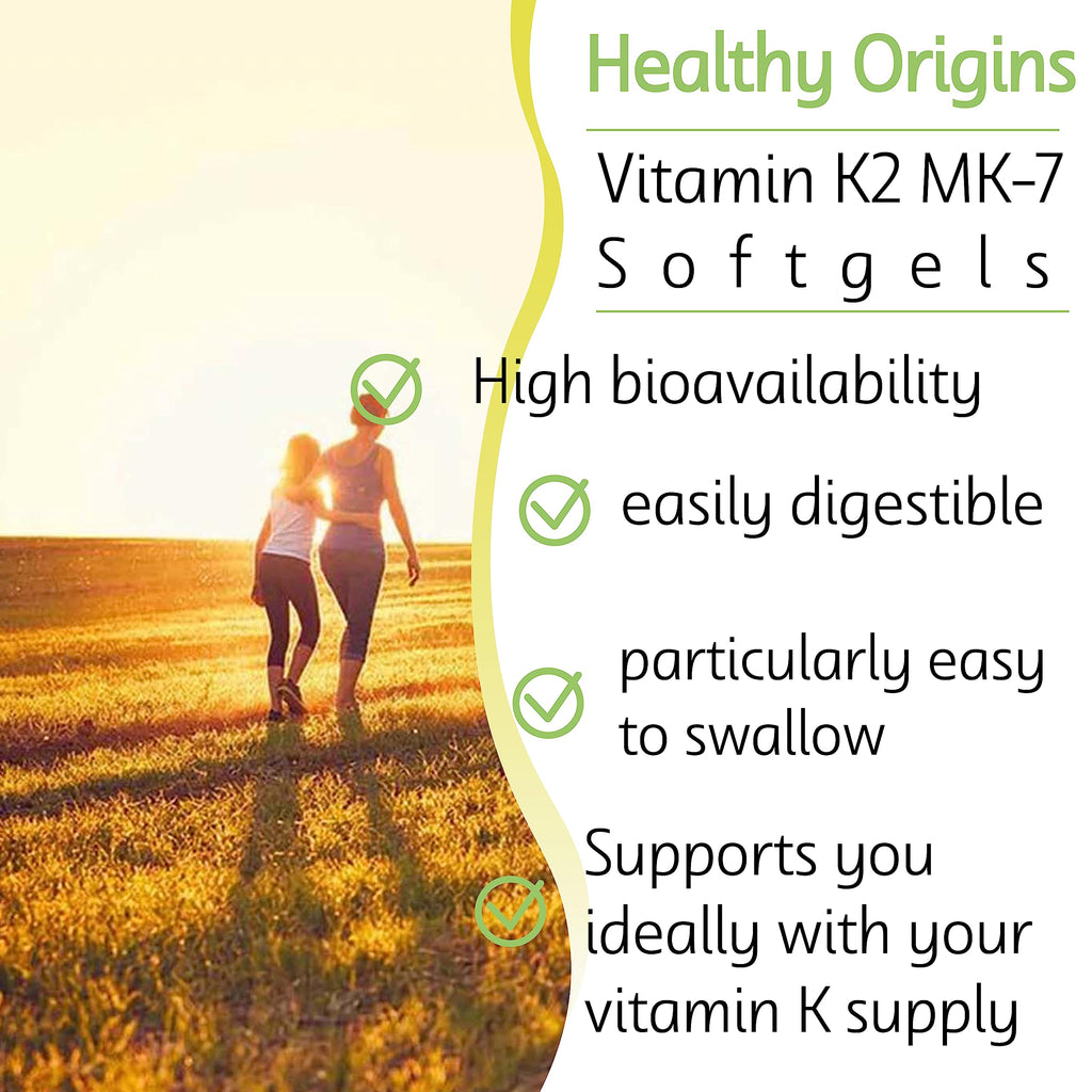 Healthy Origins, Vitamin K2 as MK-7, 100 mcg, 180 Vegetarian Softgels, High Strength, Gluten Free, SOYA Free, Non-GMO