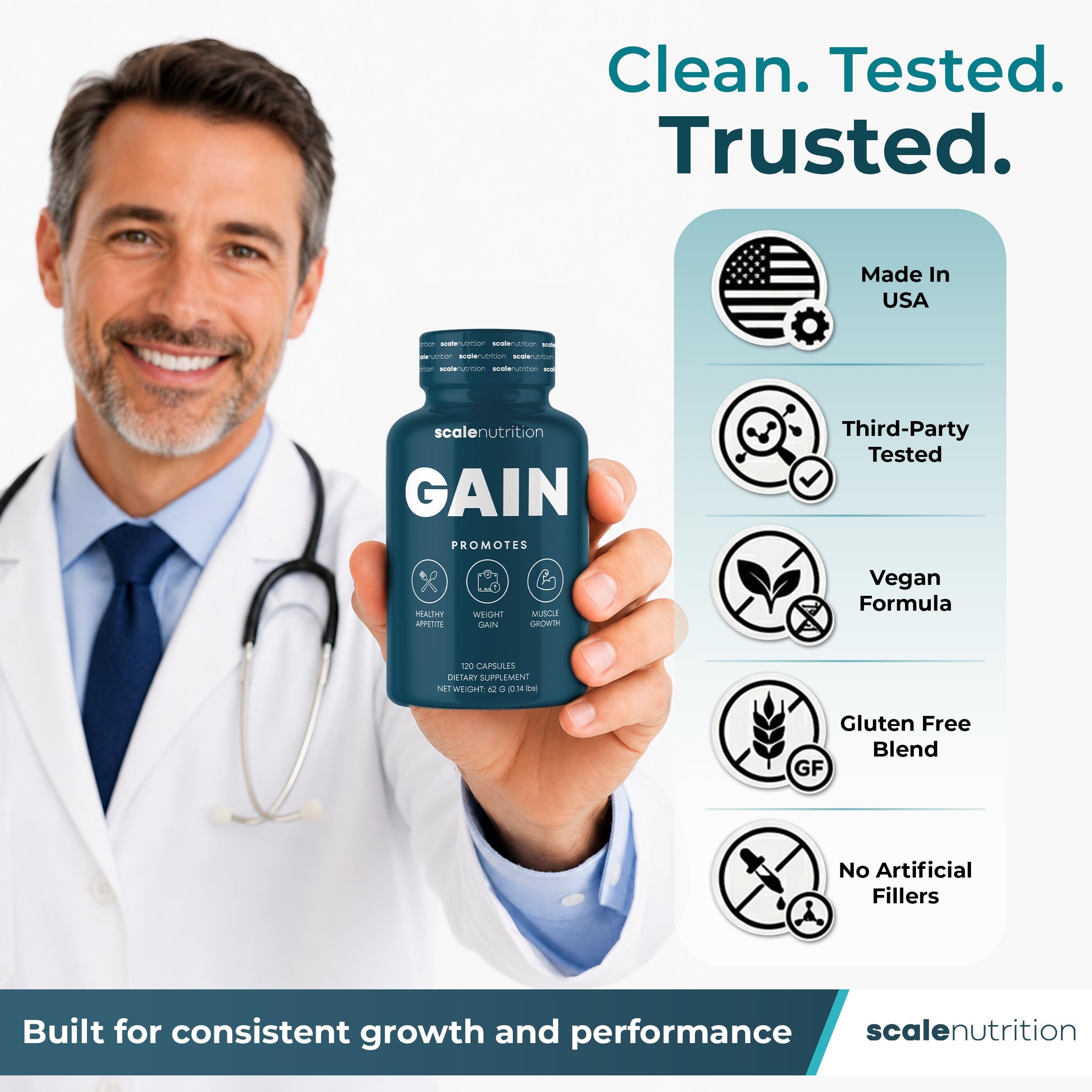 Gain Appetite Booster Capsules for Adults, Weight Gainer Support for Men and Women, Creatine Enhanced Weight Gain Pills with Ginger Extract, Blessed Thistle and Gentian Root - 120 Capsules