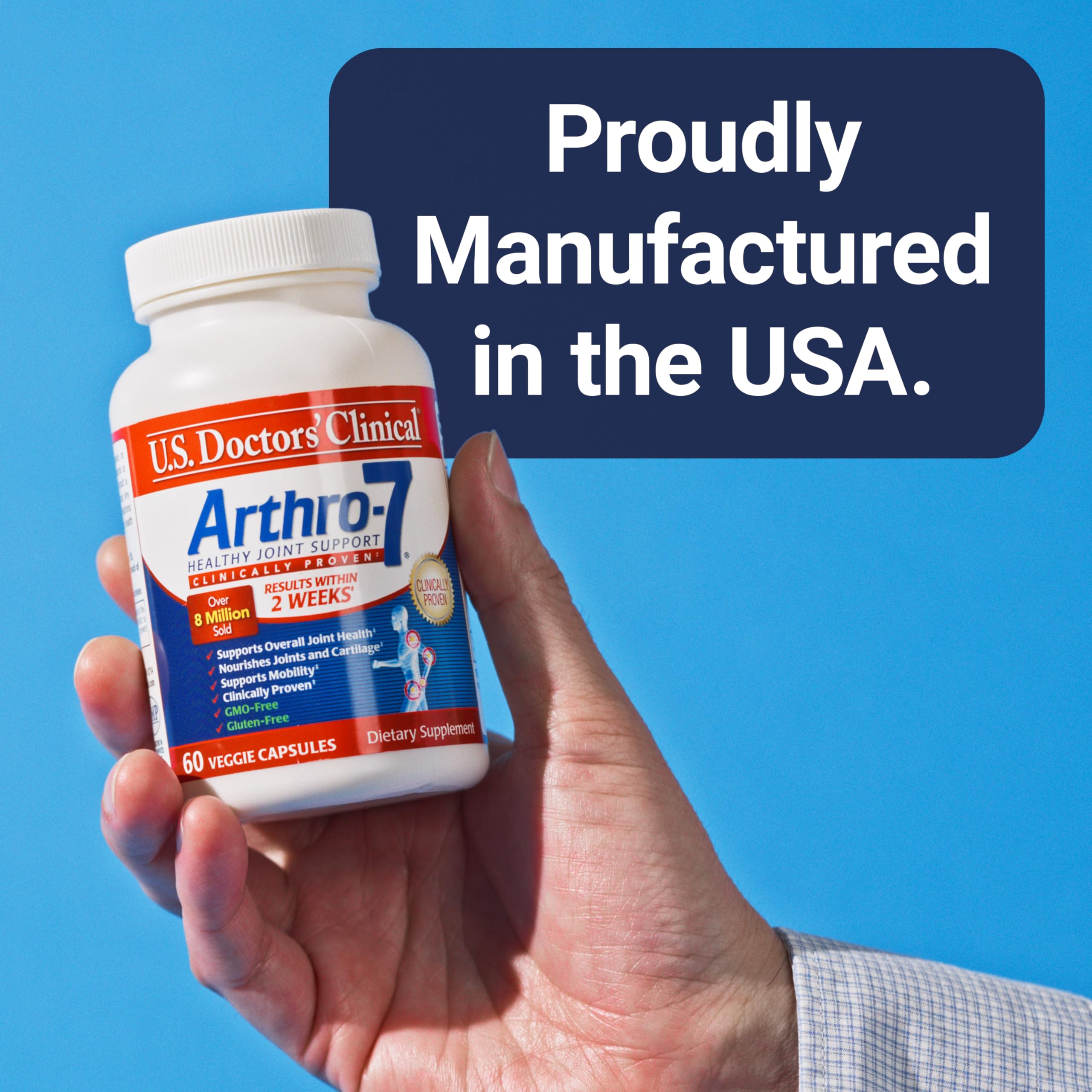 U.S. Doctors’ Clinical Arthro-7 - Clinically Studied Joint Support Complex with Turmeric, Collagen, Bromelain for Flexibility, Mobility, & Strong Cartilage - 180 Capsules(3 Bottles) - 45/90-Day Supply