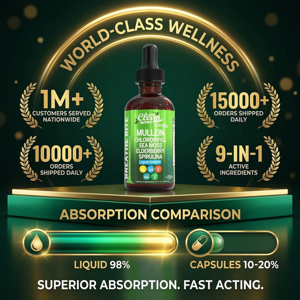 Mullein Drops for Lungs Liquid Chlorophyll Mullein Leaf Extract Supplement Elderberry Sea Moss Spirulina Chlorella Lobelia Marigold Licorice Marshmallow Lung Detox Cleanse Tincture Men Women 2 fl oz