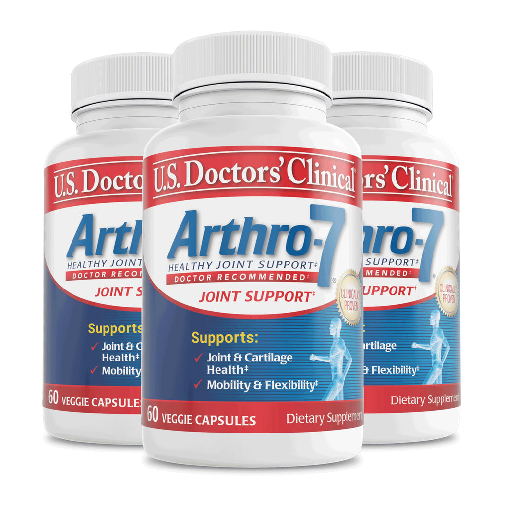 U.S. Doctors’ Clinical Arthro-7 - Clinically Studied Joint Support Complex with Turmeric, Collagen, Bromelain for Flexibility, Mobility, & Strong Cartilage - 180 Capsules(3 Bottles) - 45/90-Day Supply