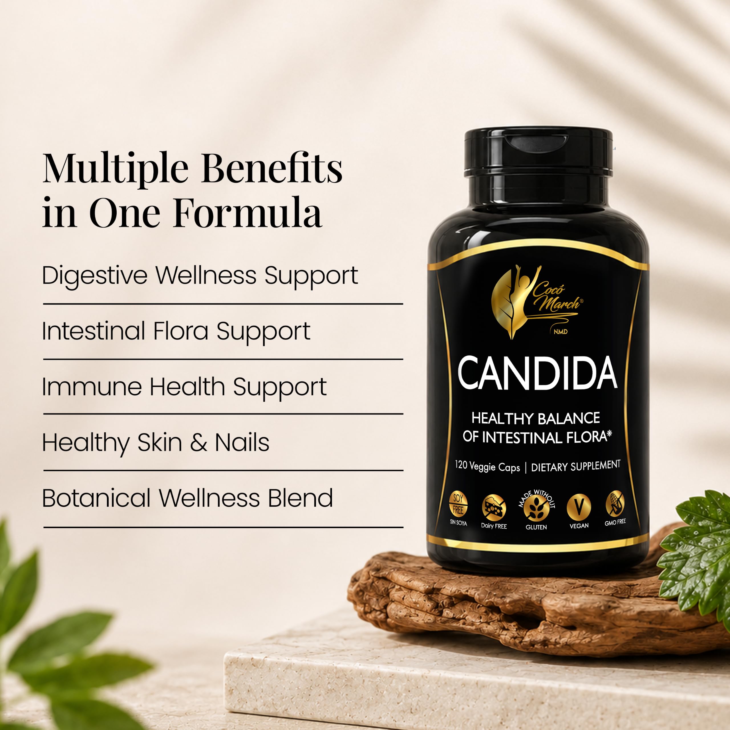 Cocó March N.M.D Candida Cleanse – 30 Day Herbal Detox Cleansing with Digestive Enzymes for Gut Health & Immune Support – Gluten Free, Vegan, Non-GMO, Dairy Free, Soy Free – 120 Veggie Caps