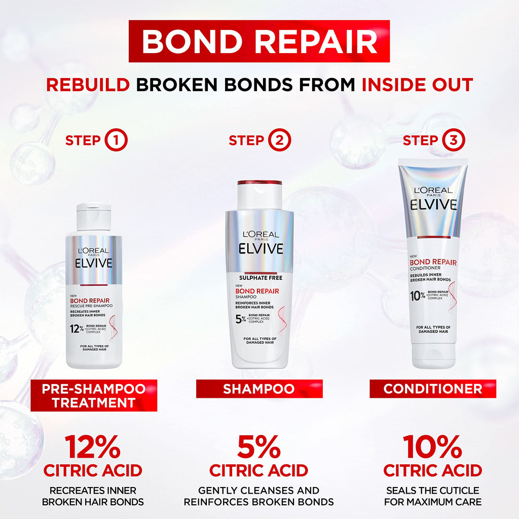 L'Oréal Paris Elvive Bond Repair Sulphate-Free Shampoo, Damaged Hair, 200ml