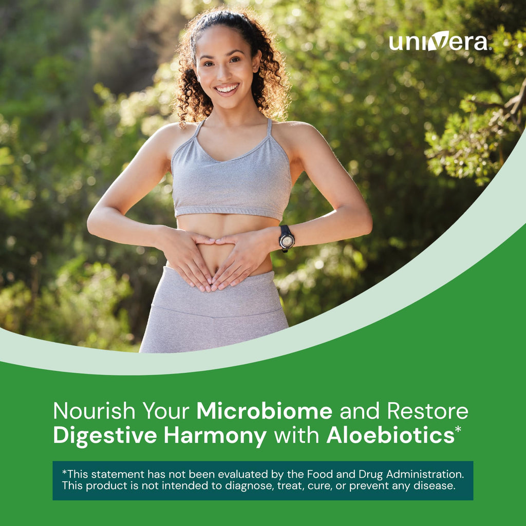 Univera Probiotics, Probiotics and Prebiotics 30 Billion CFUs with Organic Aloe Vera -14 Strains, Digestive Enzymes for Adults - Vegan, AloeBiotics, 60ct.