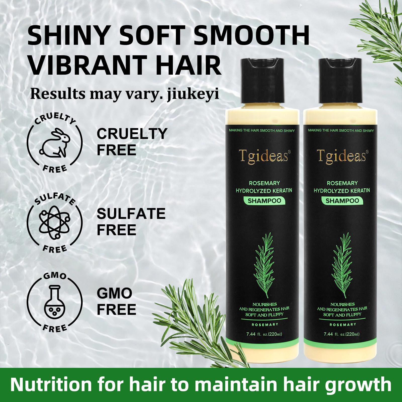 Rosemary Hair Growth Shampoo for Women and Men-Natural Thickening & Strengthening Shampoo with Hydrolyzed Keratin for Thinning Hair & Hair Loss 7.4 fl.oz - 2 Packs