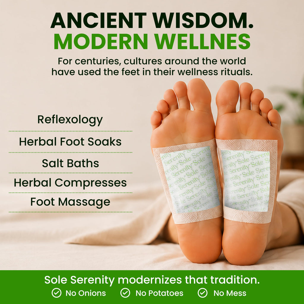 Sole Serenity Foot Pads - Zeolite Mineral, Ginger Root, Wormwood, Bamboo Vinegar, Foot Spa for Achy Feet (2 Pack)