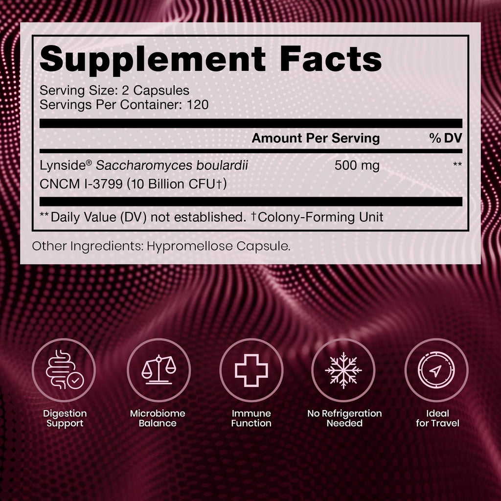 Pure Therapro Rx Saccharomyces Boulardii Probiotics 10 Billion CFU - Made in USA | No Fillers, Patented Strain: Lynside CNCM I-3799 Probiotics for Men and Women 240 Capsules