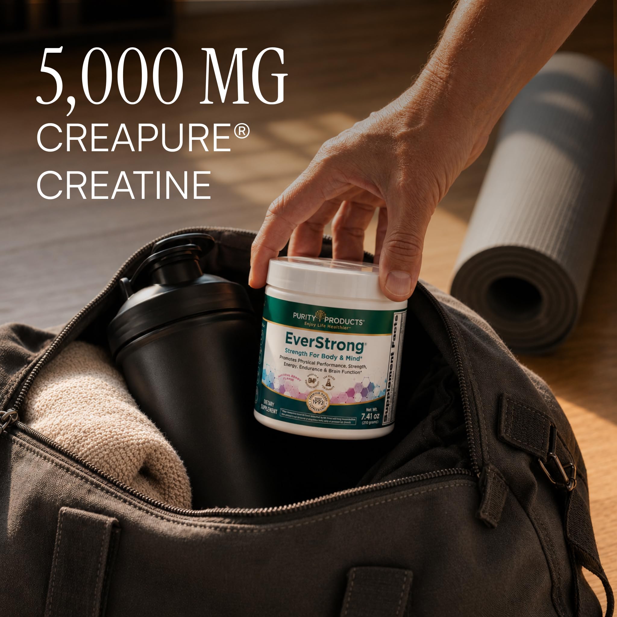Purity Products EverStrong Powder from Muscle Matrix Blend - Creapure Creatine - Boron (FruiteX-B PhytoBoron) - CoffeeBerry Extract - Boosted with 1000 IU Vitamin D - Berry Burst (210 g)