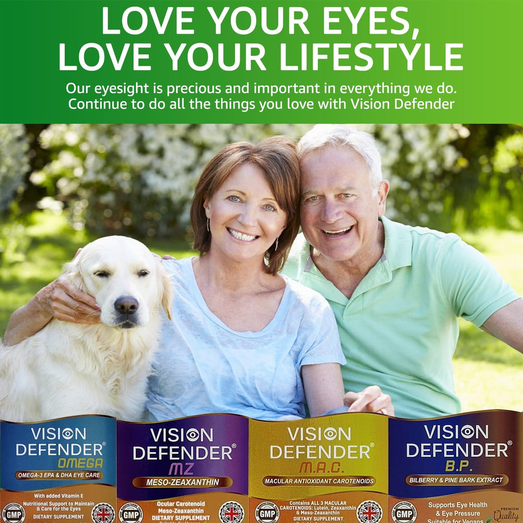 Vision Defender AMD AREDS2 Eye Vitamins – Exact AREDS 2 Formula with Lutein & Zeaxanthin, Vitamins C & E, Zinc 25 mg & Copper – Once Daily Vegan Eye Health Supplement, 90 Tablets