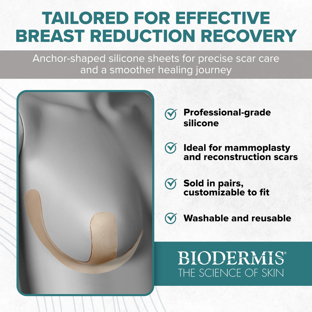 Epi-Derm Mastopexy Anchor Shape Silicone Scar Tape – Professional-Grade Silicone Scar Sheets for Breast Reduction, Breast Lift & Surgical Scar Care – Reusable, Washable Breast Scar Tape