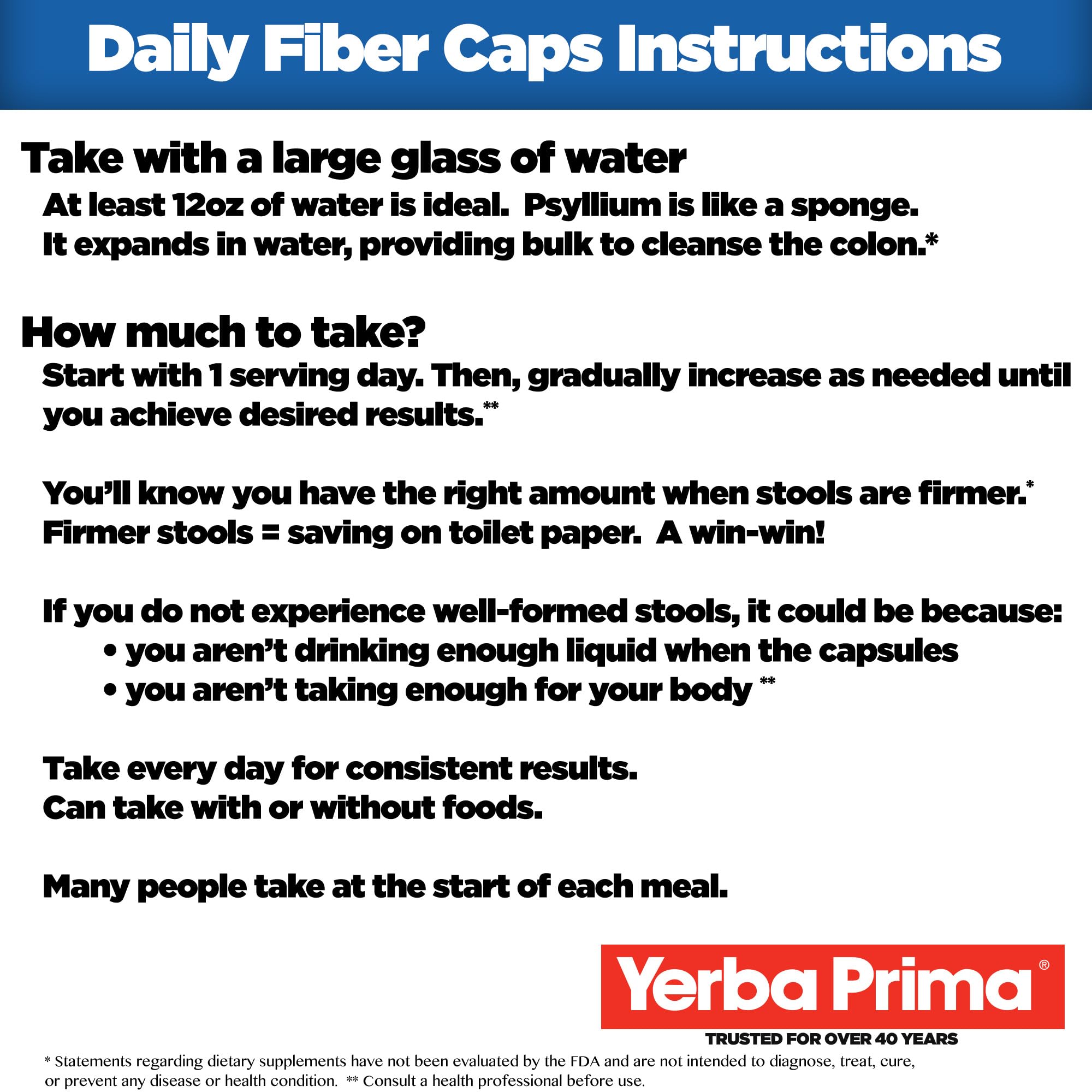 Yerba Prima Daily Fiber Capsules, 180 Caps (Pack of 3) - Soluble Dietary Fiber Supplement - Colon Cleanse - Gut Health - Constipation Relief, Vegan, Non-GMO, Gluten-Free