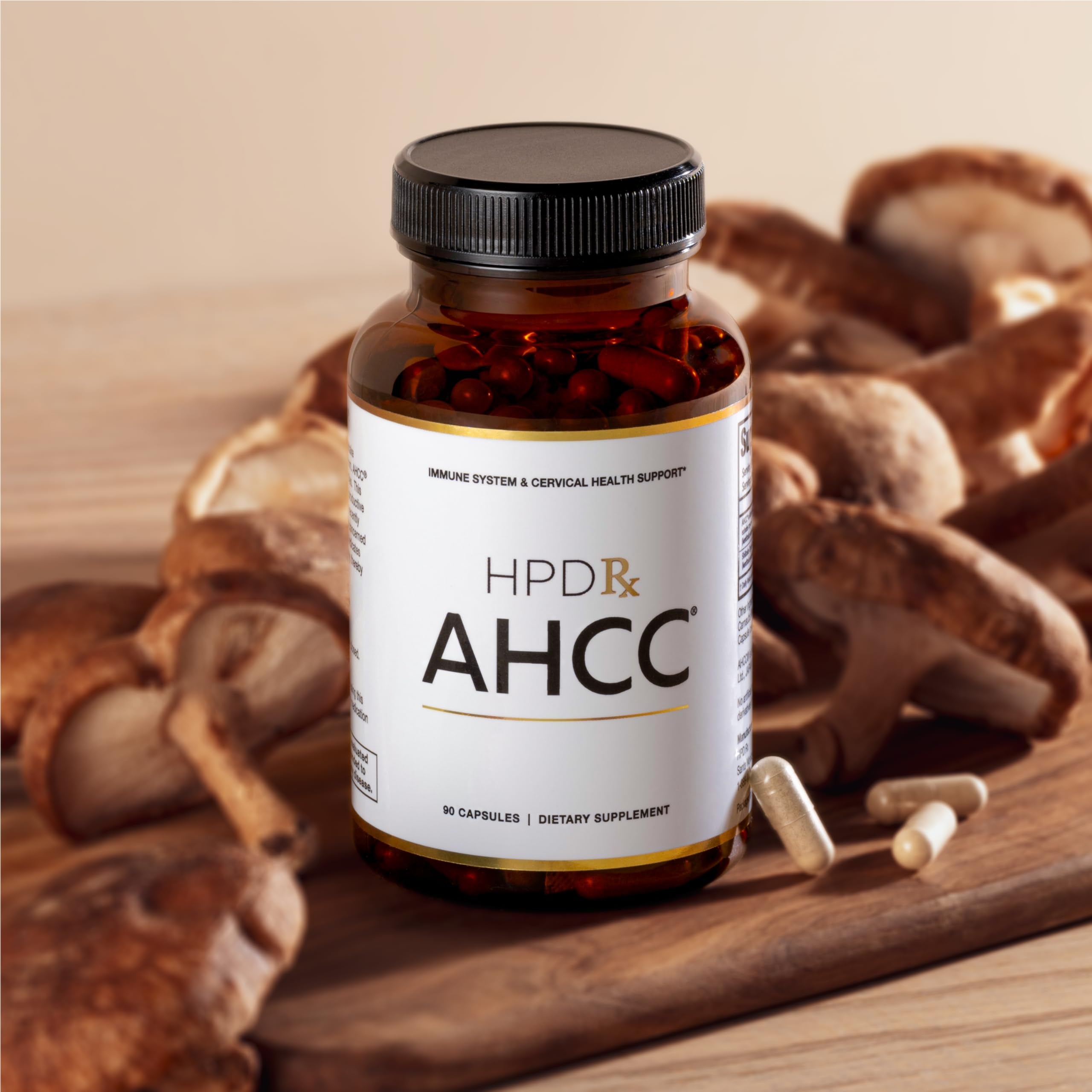 HPD Rx Premium AHCC & Shiitake Mushroom 1100 mg per Serving Supplement, Natural Immunity Booster, Maintains Natural Killer Cell Activity | AHCC is Proven in 30+ Studies | 30-Day Supply, 1-Pack