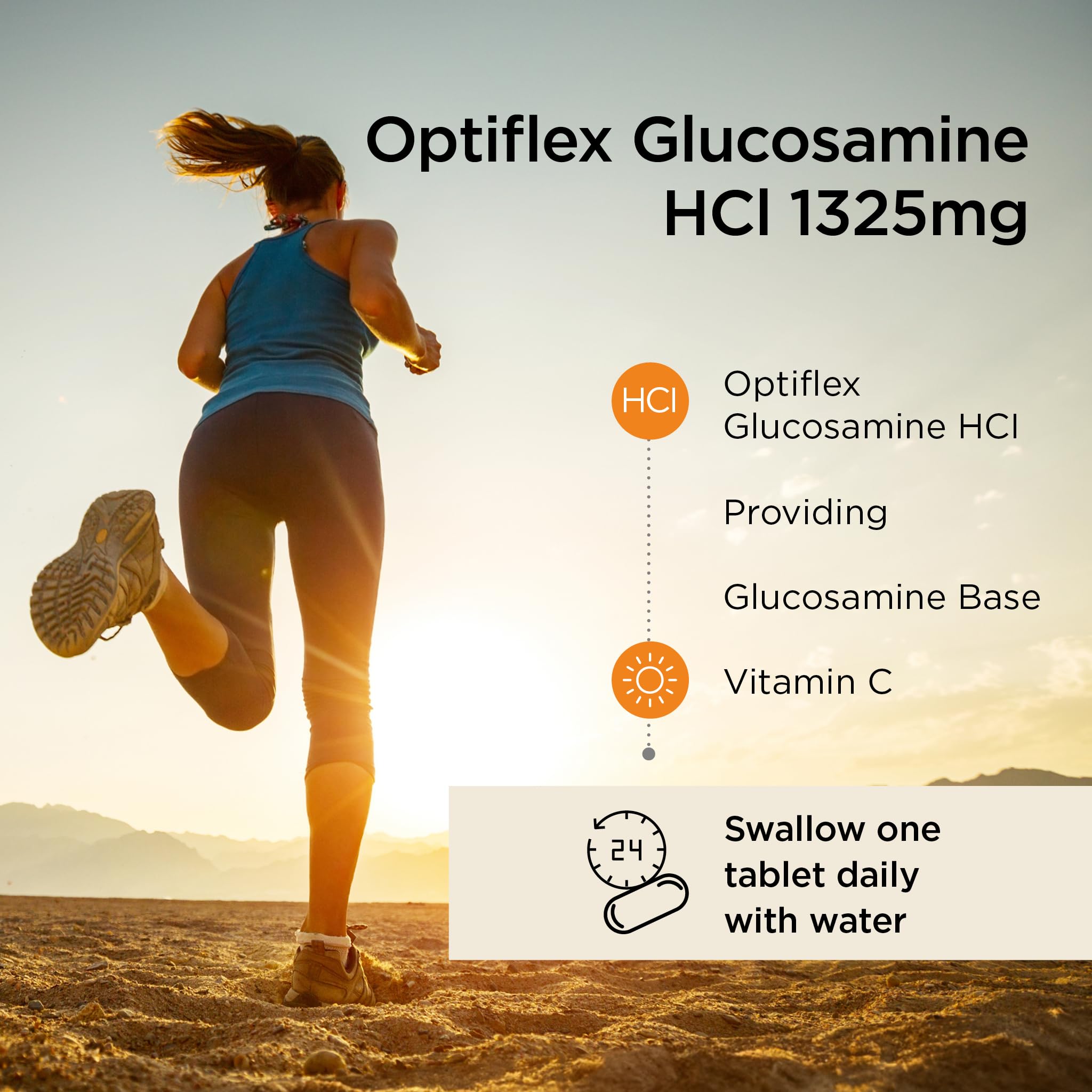 Healthspan Optiflex Glucosamine HCI 1,325mg with Vitamin C | Shellfish Free Vegan Tablets for Joint Health | 40% More glucosamine Than Glucosamine Sulphate | Added Vitamin C (120 Tablets)