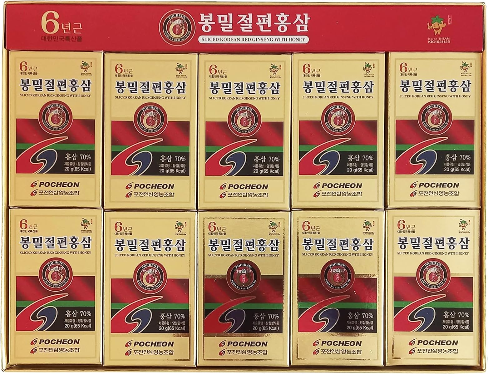 Pocheon 200g(20g x 10) 6Years Sliced Korean Panax Red Ginseng Root with Honey, Natural Immune Support