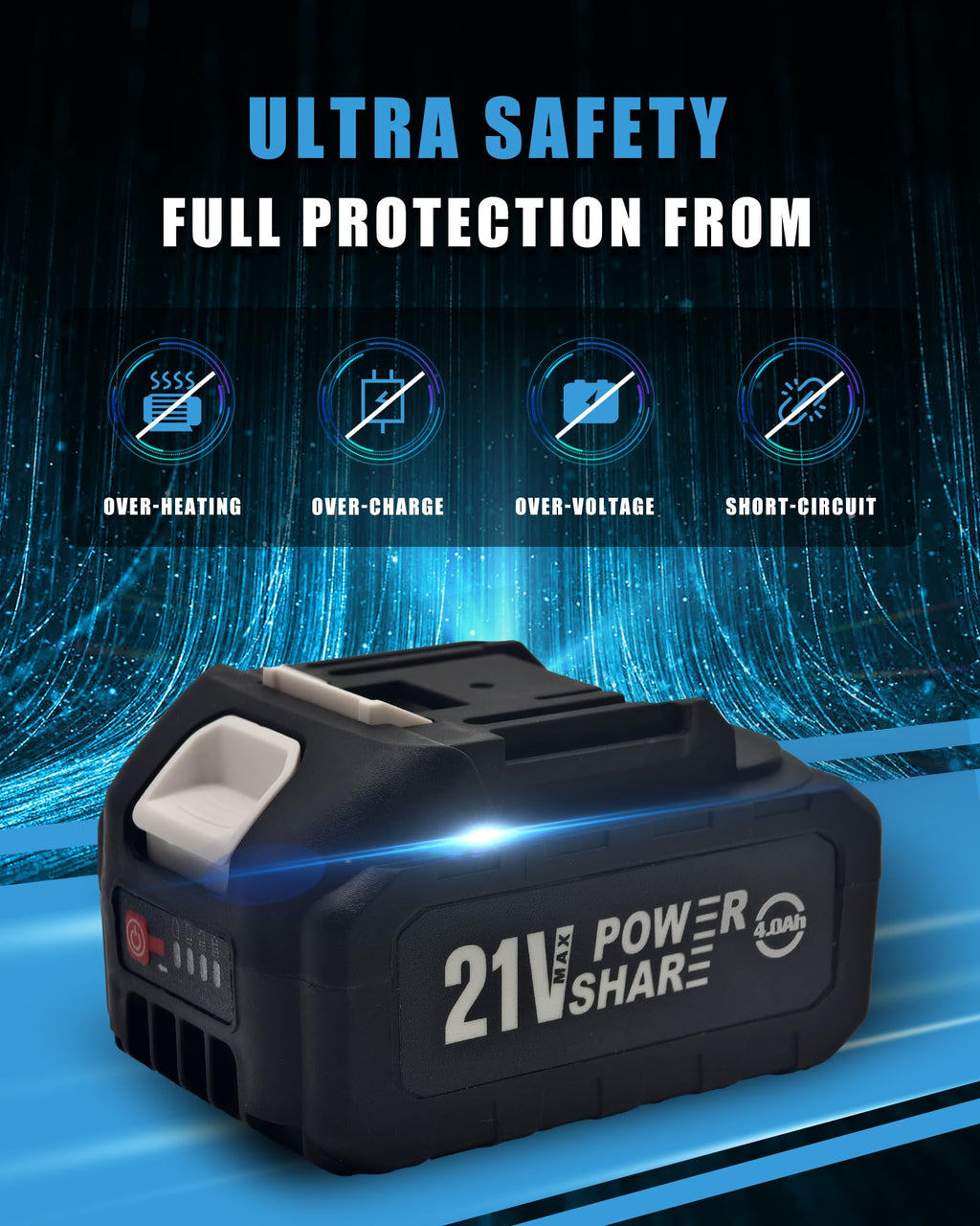 MIMYTH 21V Battery Replacement & Supplement Cordless Power Tools (Cordless Pressure Washer), 21 Volt Lithium Battery with Power Chargers, Cordless Tool Battery Packs