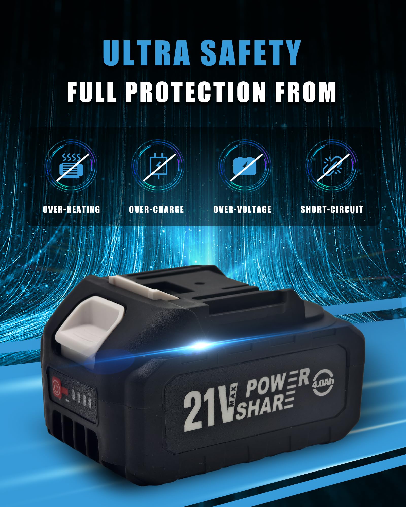 MIMYTH 21V Battery Replacement & Supplement Cordless Power Tools (Cordless Pressure Washer), 21 Volt Lithium Battery with Power Chargers, Cordless Tool Battery Packs