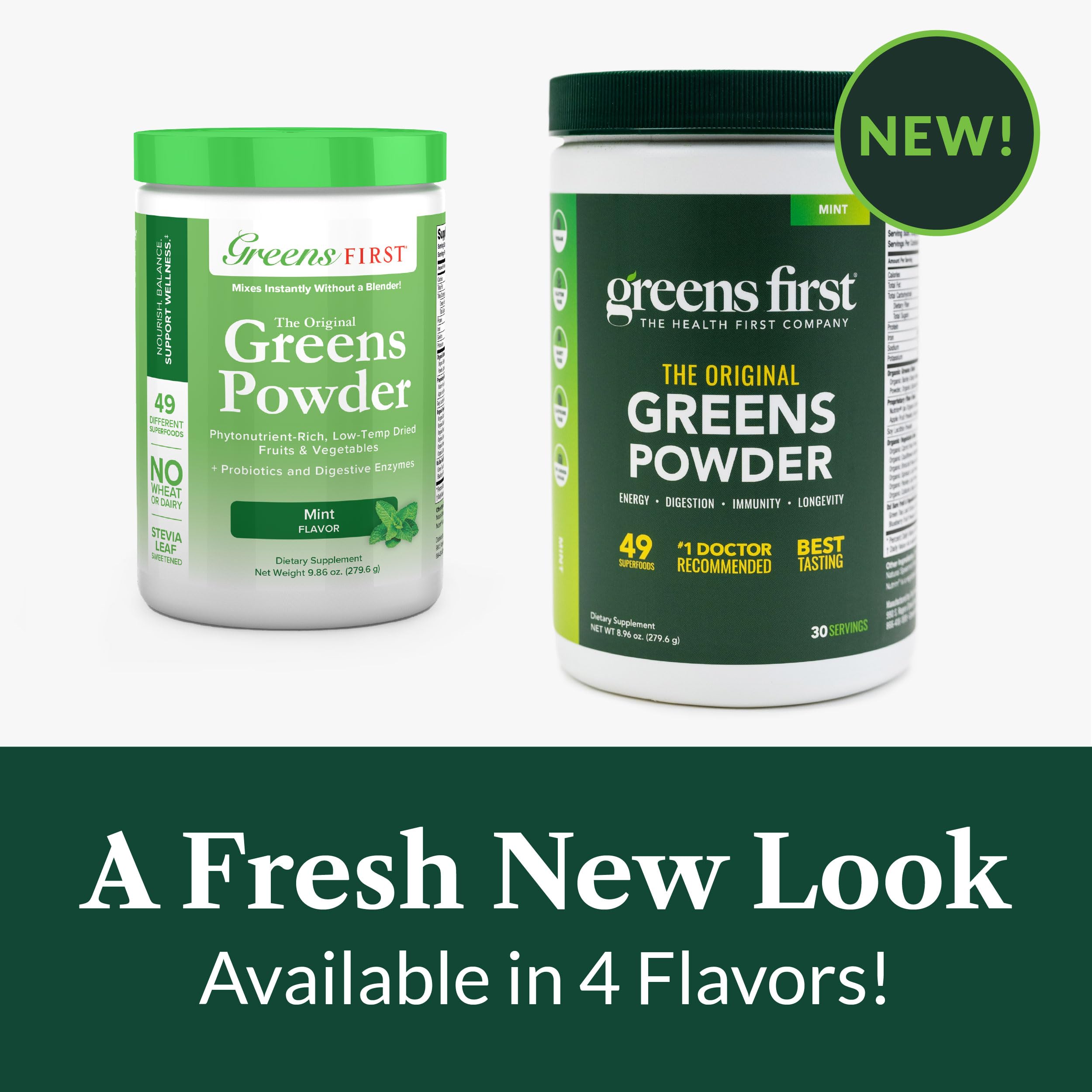 Greens First Original Greens Powder | Mint | 49 Superfoods | 30 Servings