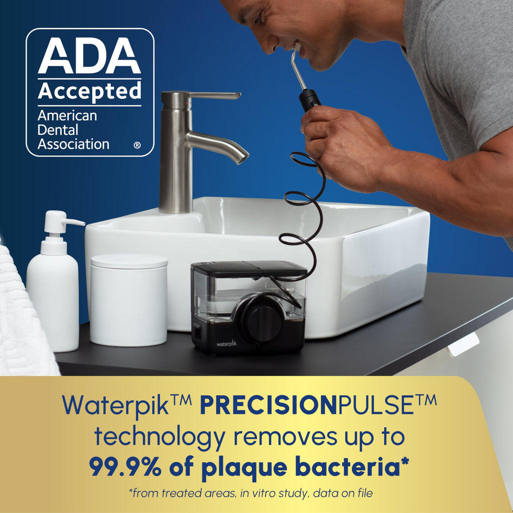 Waterpik ION Professional Water Flosser, Rechargeable and Portable for Teeth, Gums, Braces, 10 Settings, 7 Flossing Tips For Multiple Users And Needs, ADA Accepted, WF-12 Black, Packaging May Vary