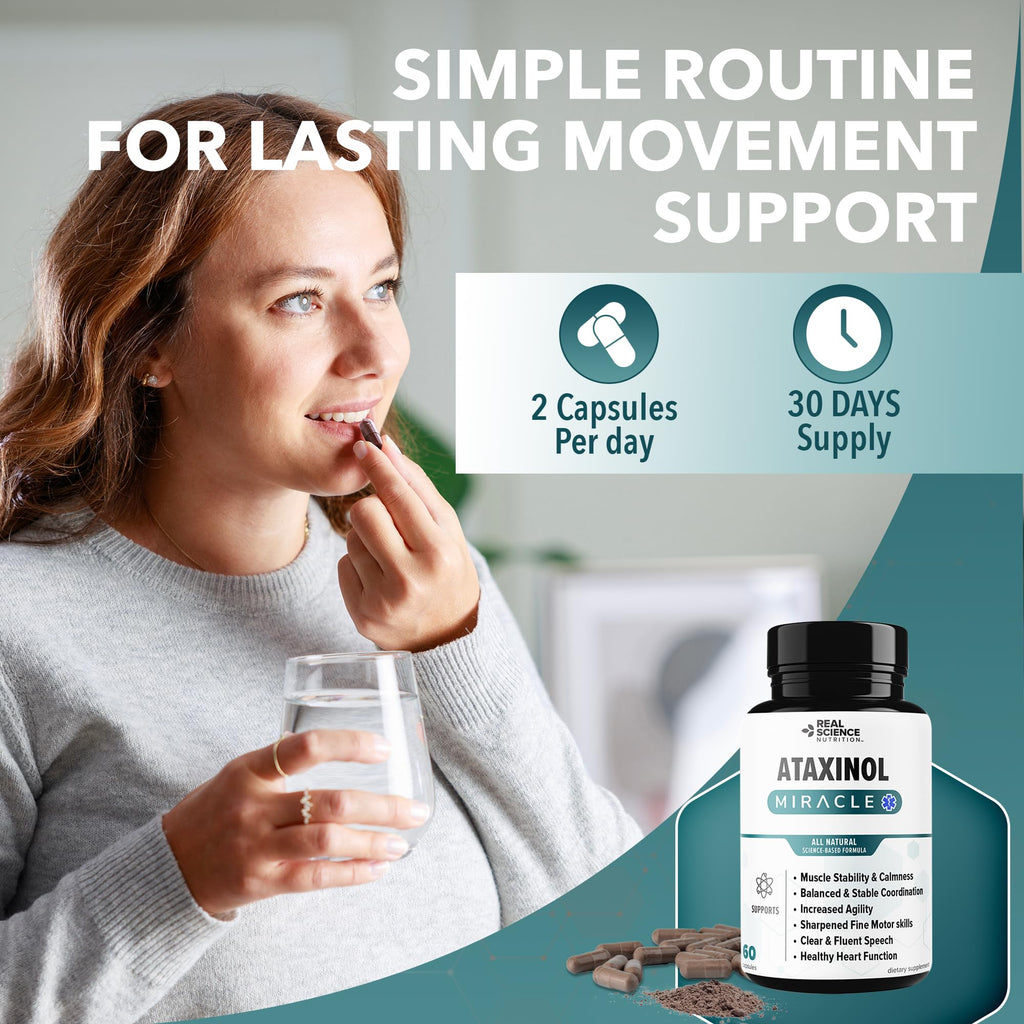 Real Science Ataxinol - Muscle Relaxer & Nerve Support Supplement for Coordination & Muscle Stability - with Vinitrox & GABA for Circulation Support & Nitric Oxide Production, Made in USA, 60 Caps